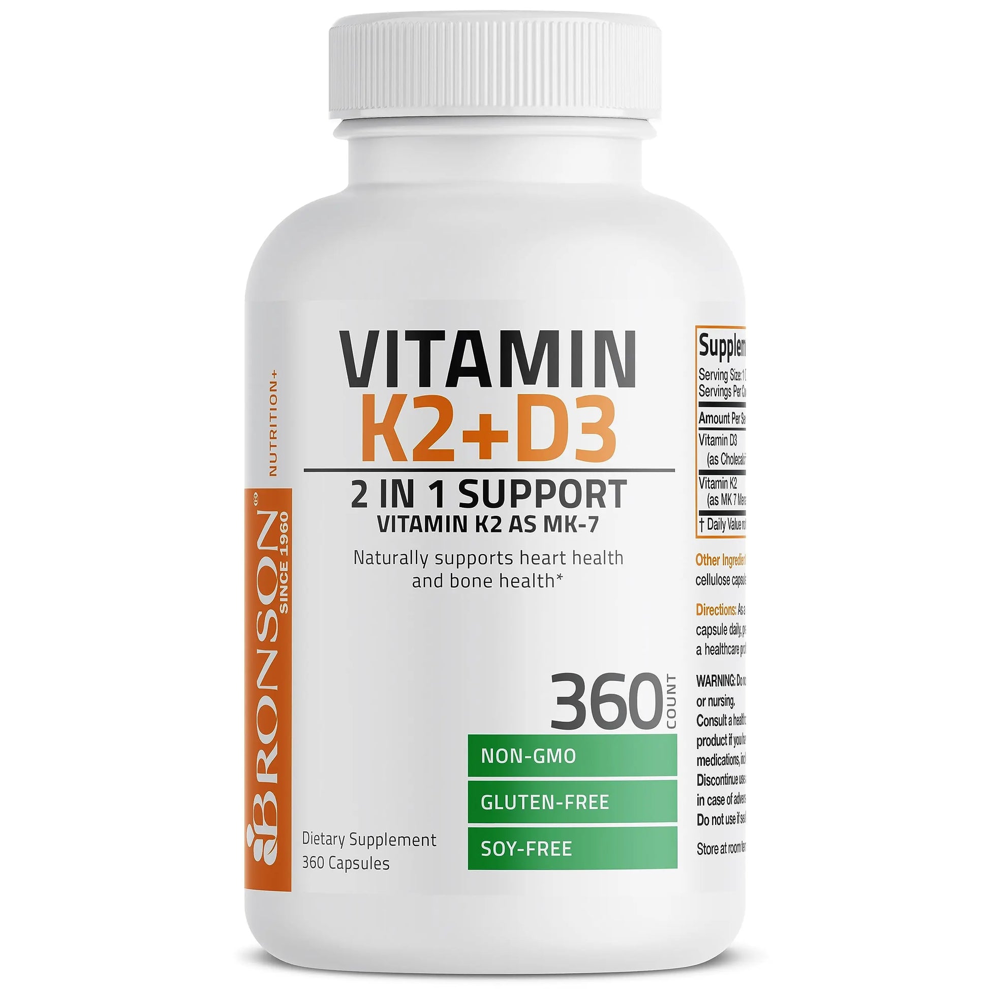 Bronson Vitamin K2 (MK7) with D3 Supplement Non-GMO Formula 5000 IU Vitamin D3 Bronson Au supplements