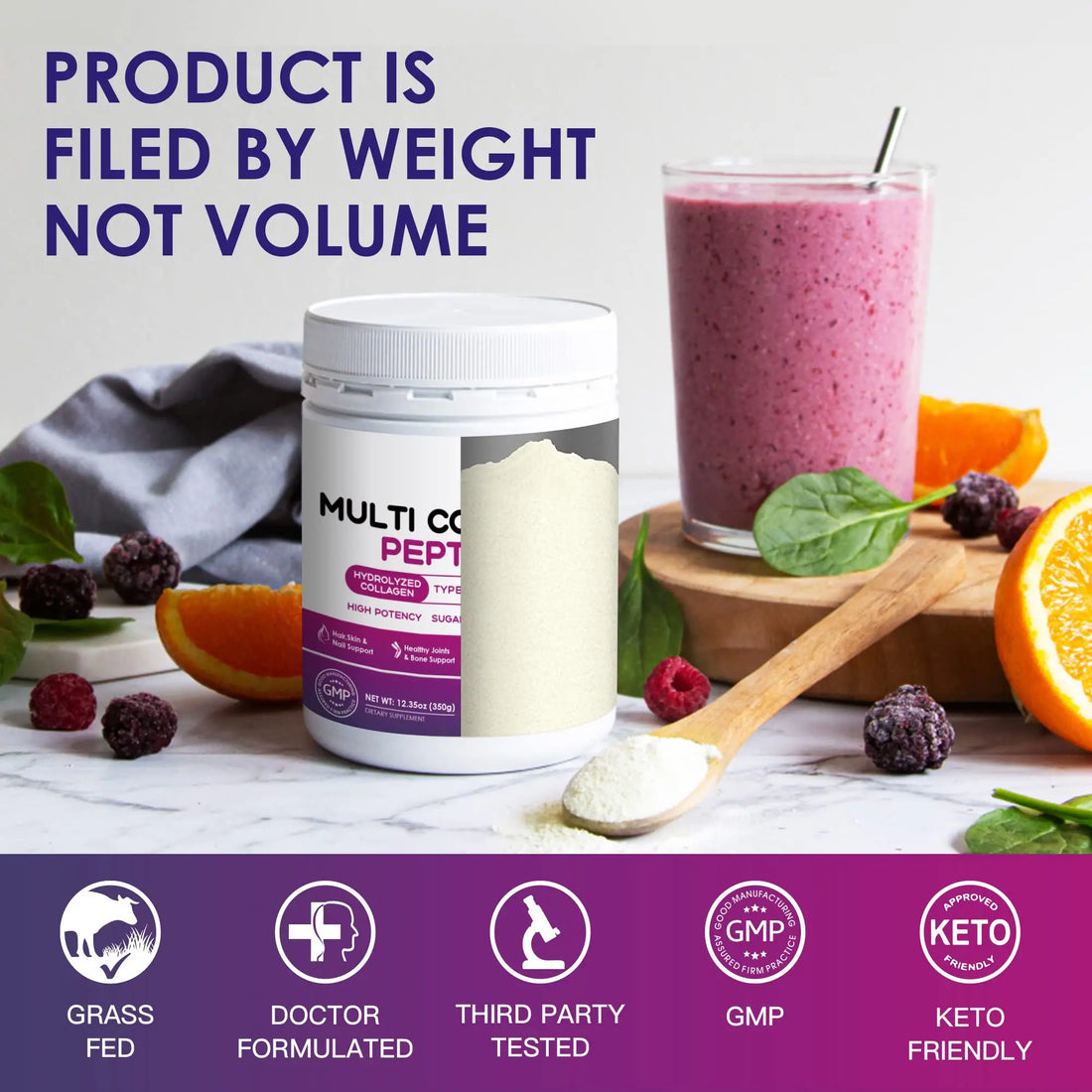 NATURE TARGET Multi Collagen Peptides Powder - Type I, II, III, V, X - Hydrolyzed Collagen Peptides with Vitamin C Hyaluronic Acid, Supports Skin Hair Nail & Joint NATURE TARGET Au supplements