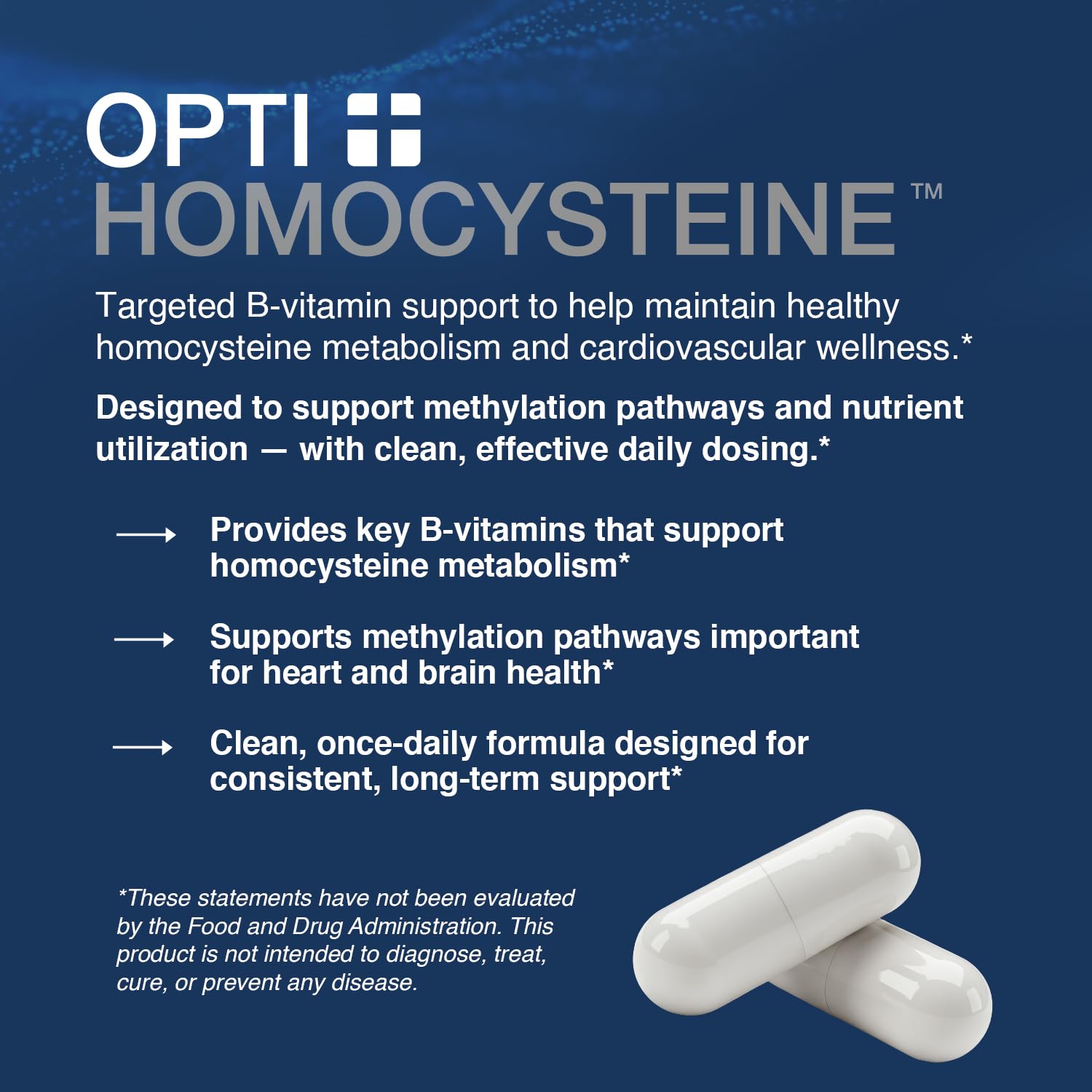 Opti + Homocysteine Capsules | Daily Brain and Heart Health Supplements* | Brain Supplement with Methylcobalamin & Methylfolate | 60 capsules/30 Servings Opti + Life Au supplements