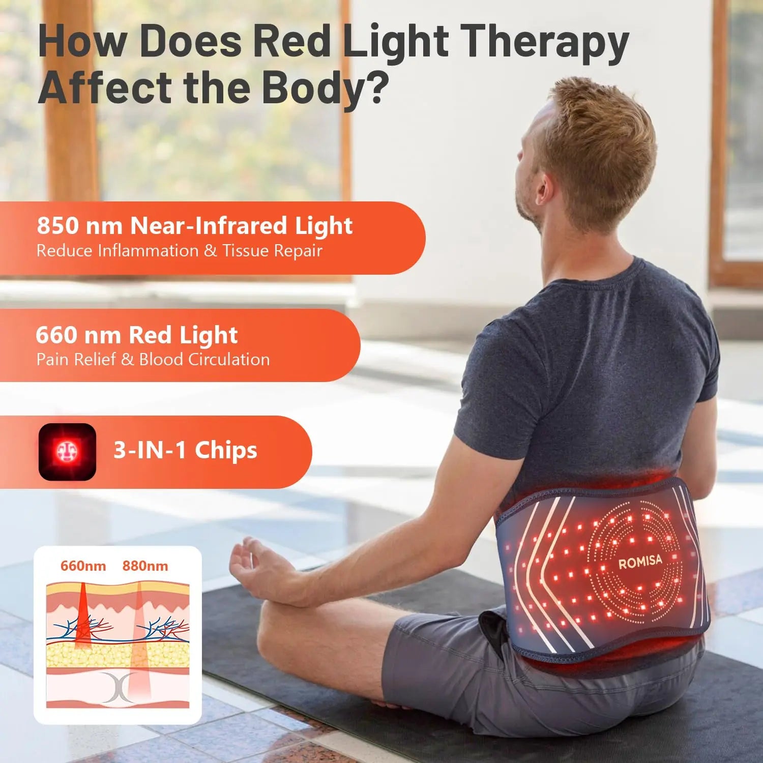 ROMISA Red Light Therapy Belt - Infrared Light Therapy Vibration Rechargeable 660nm&850nm ROMISA Au supplements