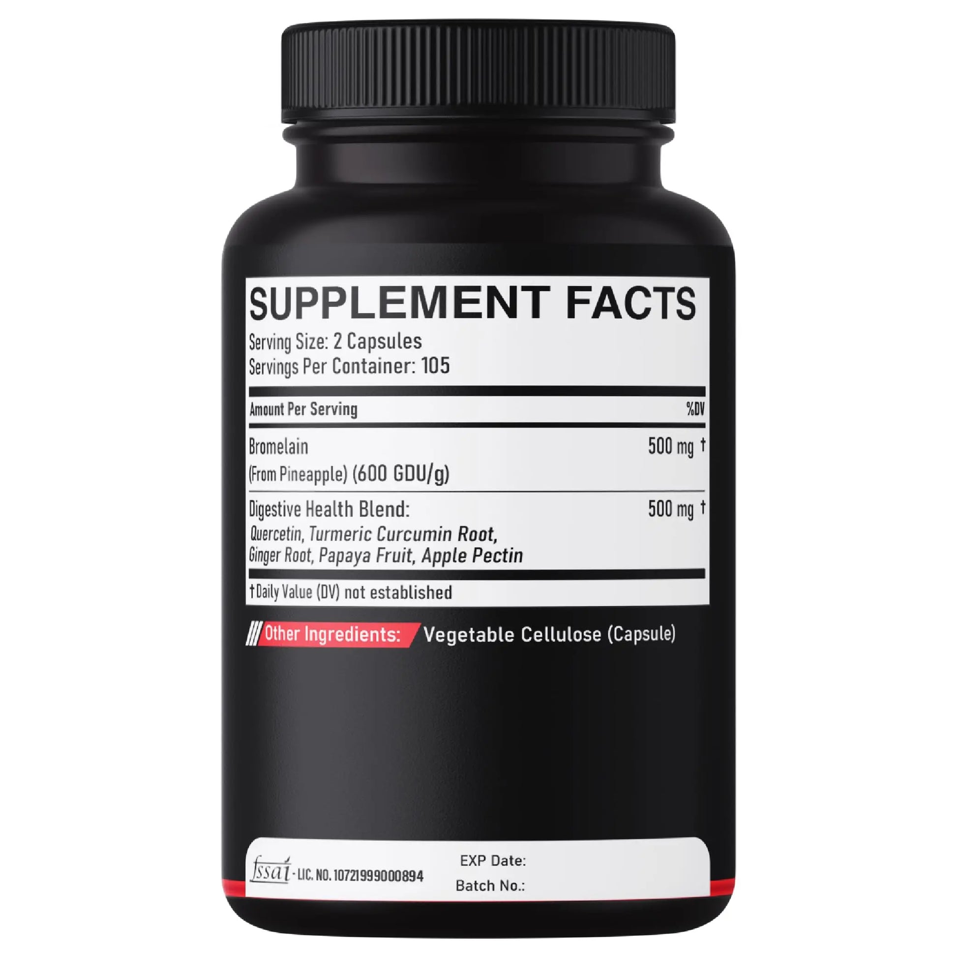 DEDICAD 6in1 Bromelain 500mg Supplement - 1000mg per Serving - 210 Capsules with Digestive Health Blend as Quercetin, Ginger, Turmeric, Papaya - Support Overall Health, Digestion & Immune System DEDICAD Au supplements