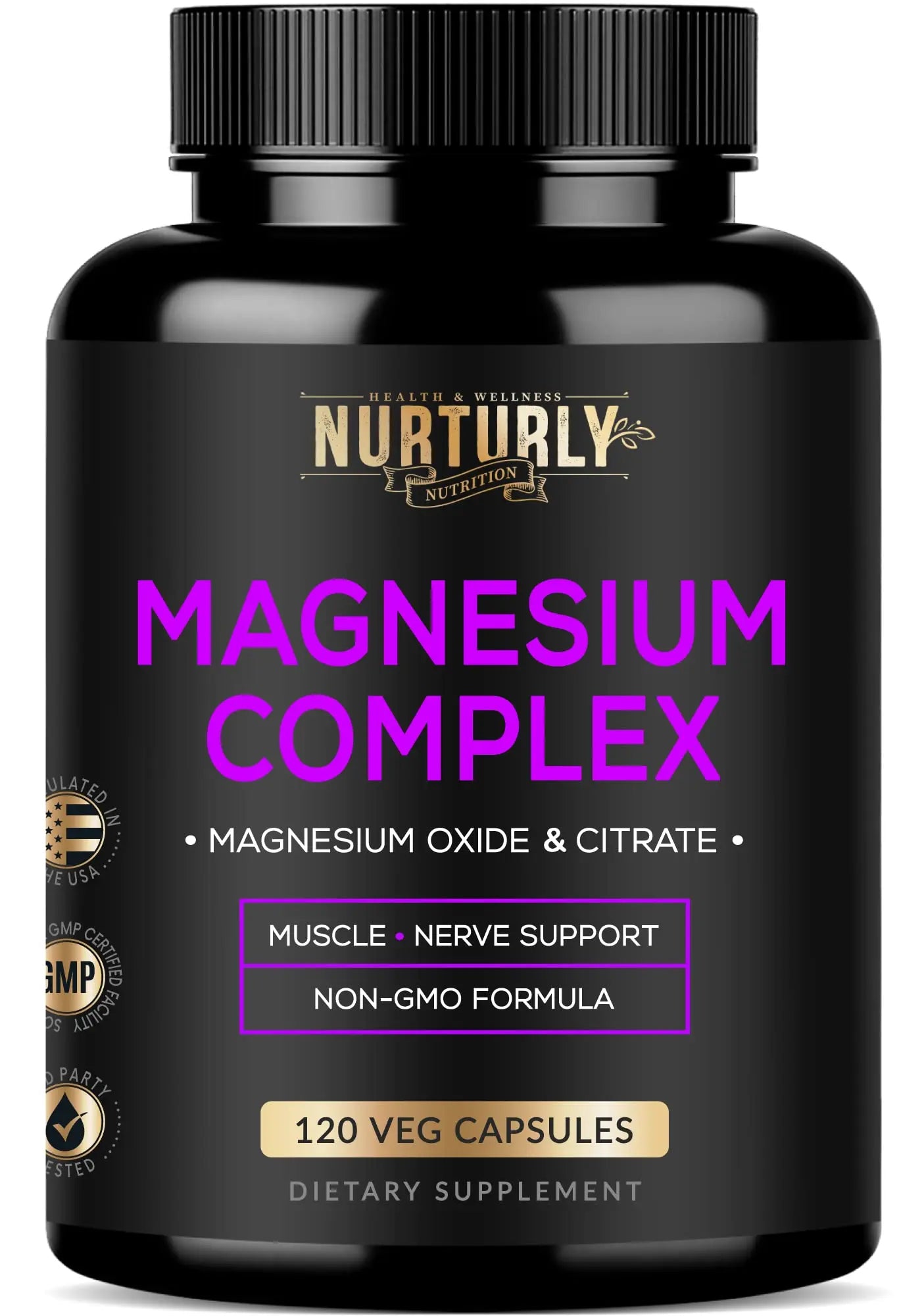Magnesium Citrate & Oxide 500mg Complex Supplement - High Absorption Maximum Strength - Helps Support Bone Density and Strength, Muscles, Energy and Sleep - 120 Vegan Capsules NURTURLY Au supplements