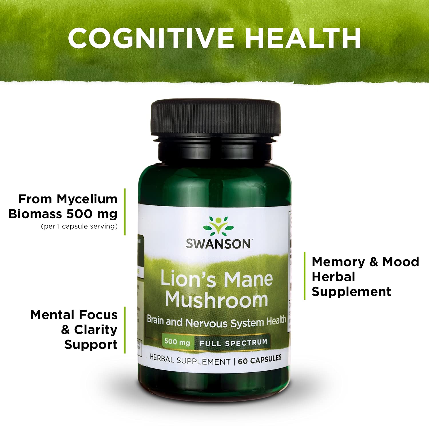 Swanson Lion's Mane Mushroom Capsules - 500 mg Each, 60 Capsules - Swanson Au supplements