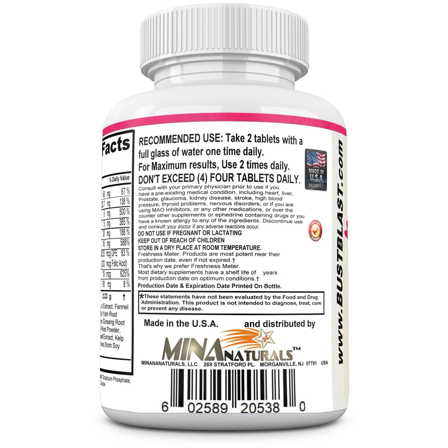 MINANATURALS Bust Blast Loaded Increase Breast Size Fast. Female Breast Enhancement - Bigger Boobs and Butt Pills. 60 Tablets MINANATURALS Au supplements