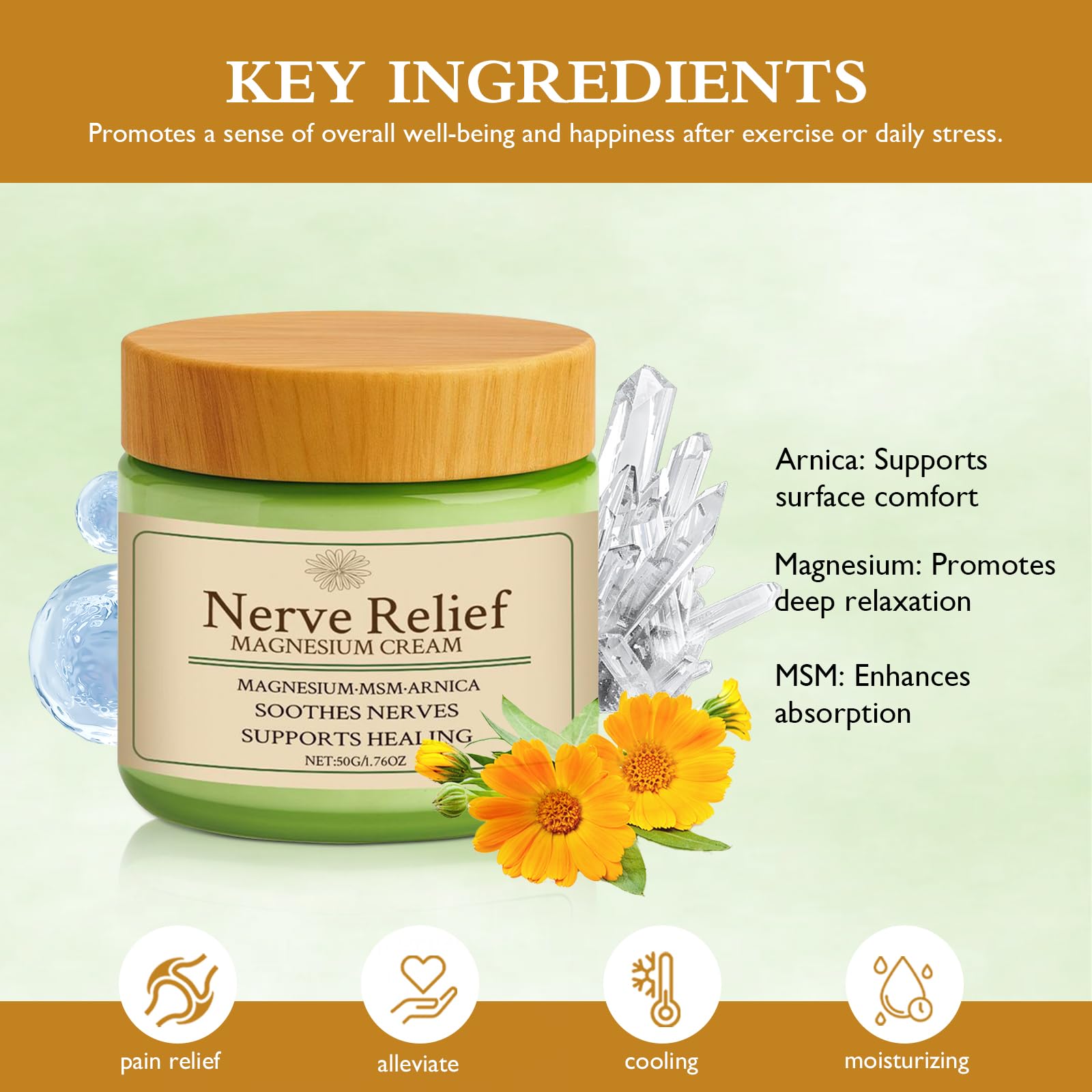 Vincofoo Nerve Relief Magnesium Cream with MSM & Arnica, Soothes Nerves & Daily Soothing Support Vincofoo Au supplements