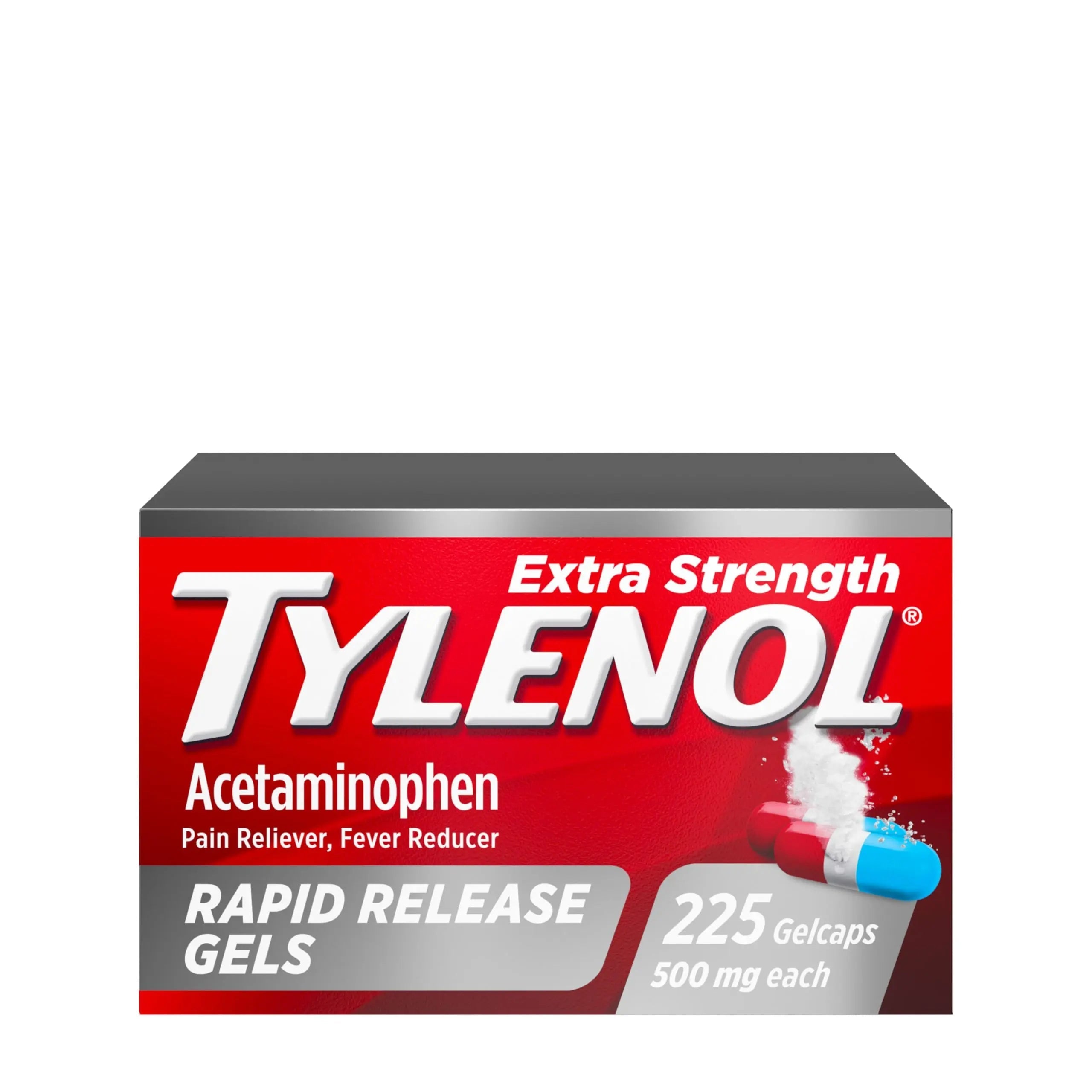 Tylenol Extra Strength Acetaminophen Rapid Release Gels, Fast, Strong Pain Relief, Fever Reducer Medicine, 500 mg Gelcaps with Laser‑Drilled Holes for Fast Release, Value Size, 225 Count Tylenol Au supplements