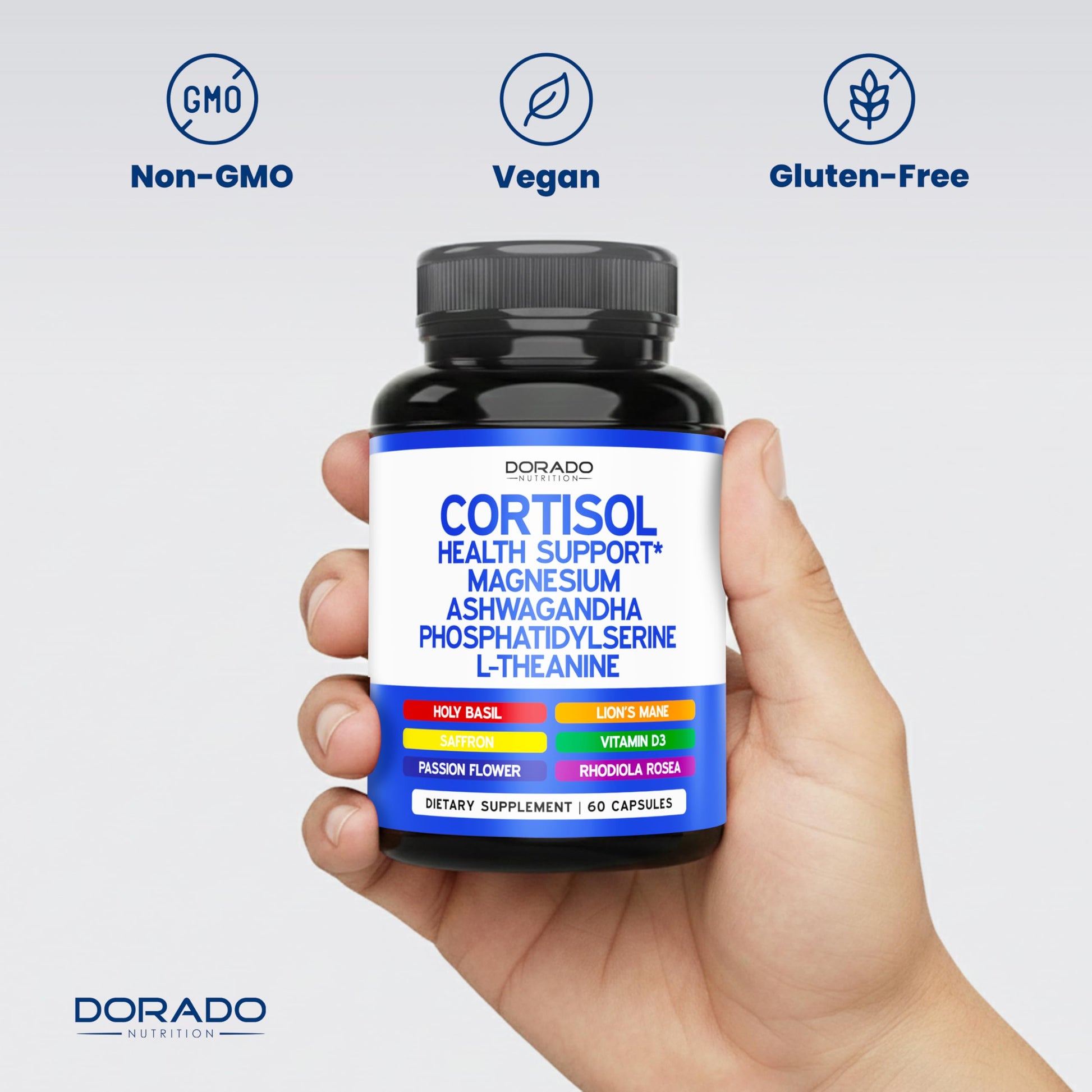 Cortisol Supplements for Women & Men with 14 in1 Blend (Magnesium, Ashwagandha, L Theanine & More) Healthy Cortisol Balance & Calm Mood Support - Third Party Tested, Non GMO, USA Made - 60 Count DORADO NUTRITION Au supplements