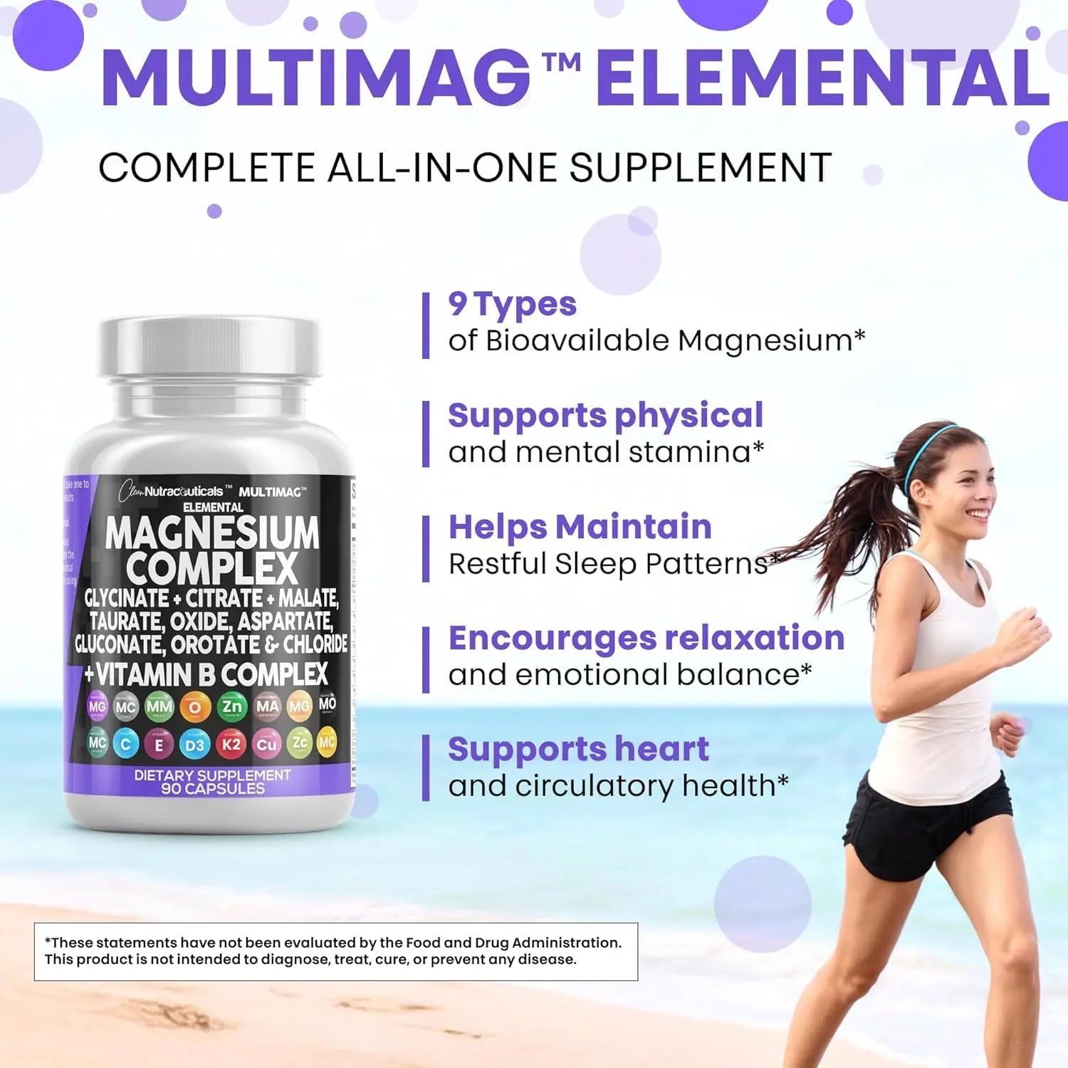 Clean Nutraceuticals Magnesium Complex with Magnesium Glycinate Citrate Malate Oxide Taurate Aspartate Orotate & Mag Chloride, Zinc Copper Manganese (90 Count (Pack of 2)) Clean Nutraceuticals Au supplements