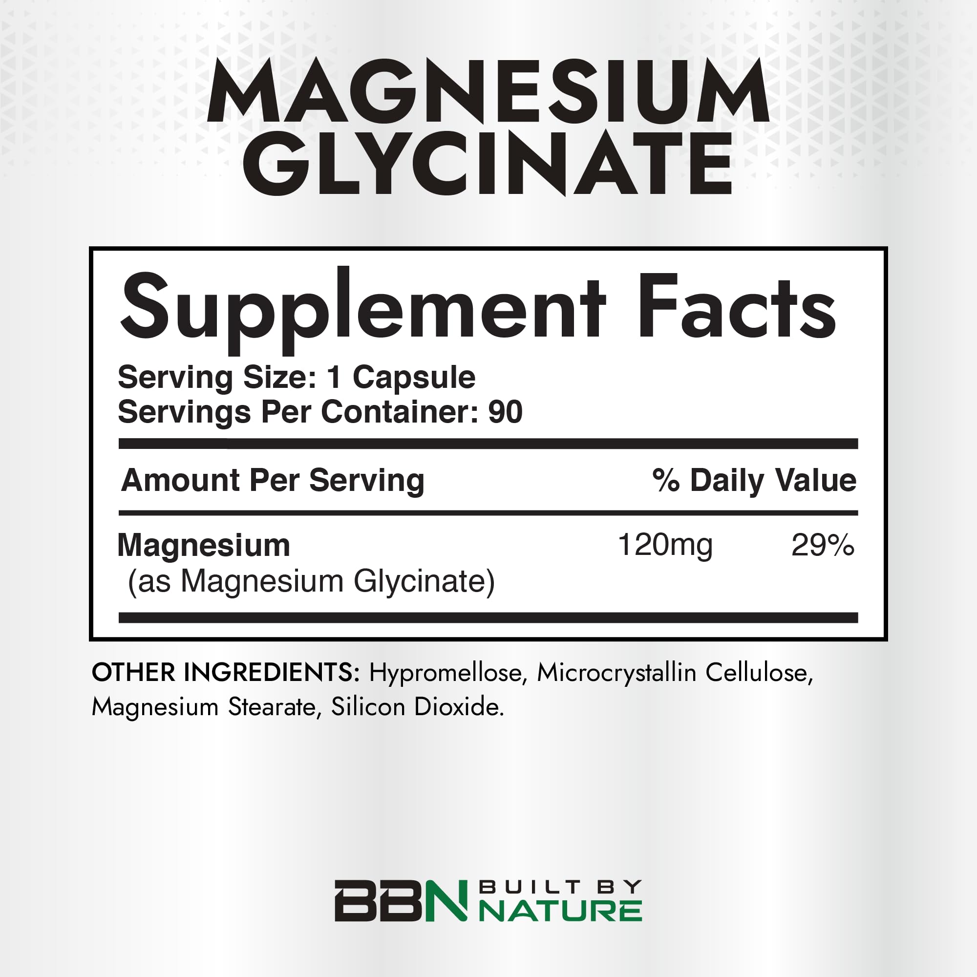 Built By Nature Magnesium Glycinate - Chelated for High Absorption – Supplement to Support Sleep, Muscle, Heart & Nerve Health - 120 mg Magnesium per Serving/Capsule - 90 Capsules Built by Nature Au supplements
