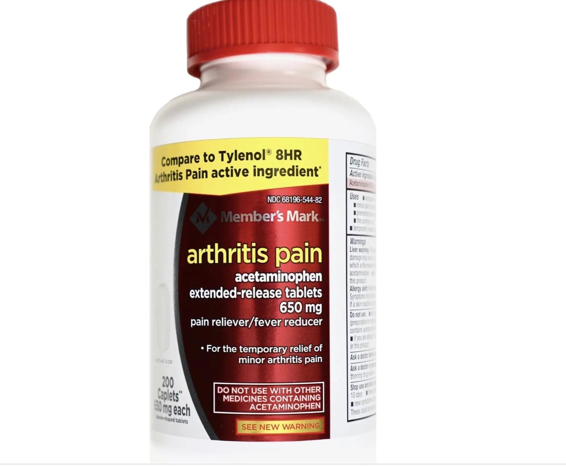 Compare to Tylenol Arthritis Pain Active Ingredient. - Member's Mark - Arthritis Pain Reliever, Extended Release, Acetaminophen 650 mg, 400 CapletsQ MEMBER´S MARK Au supplements