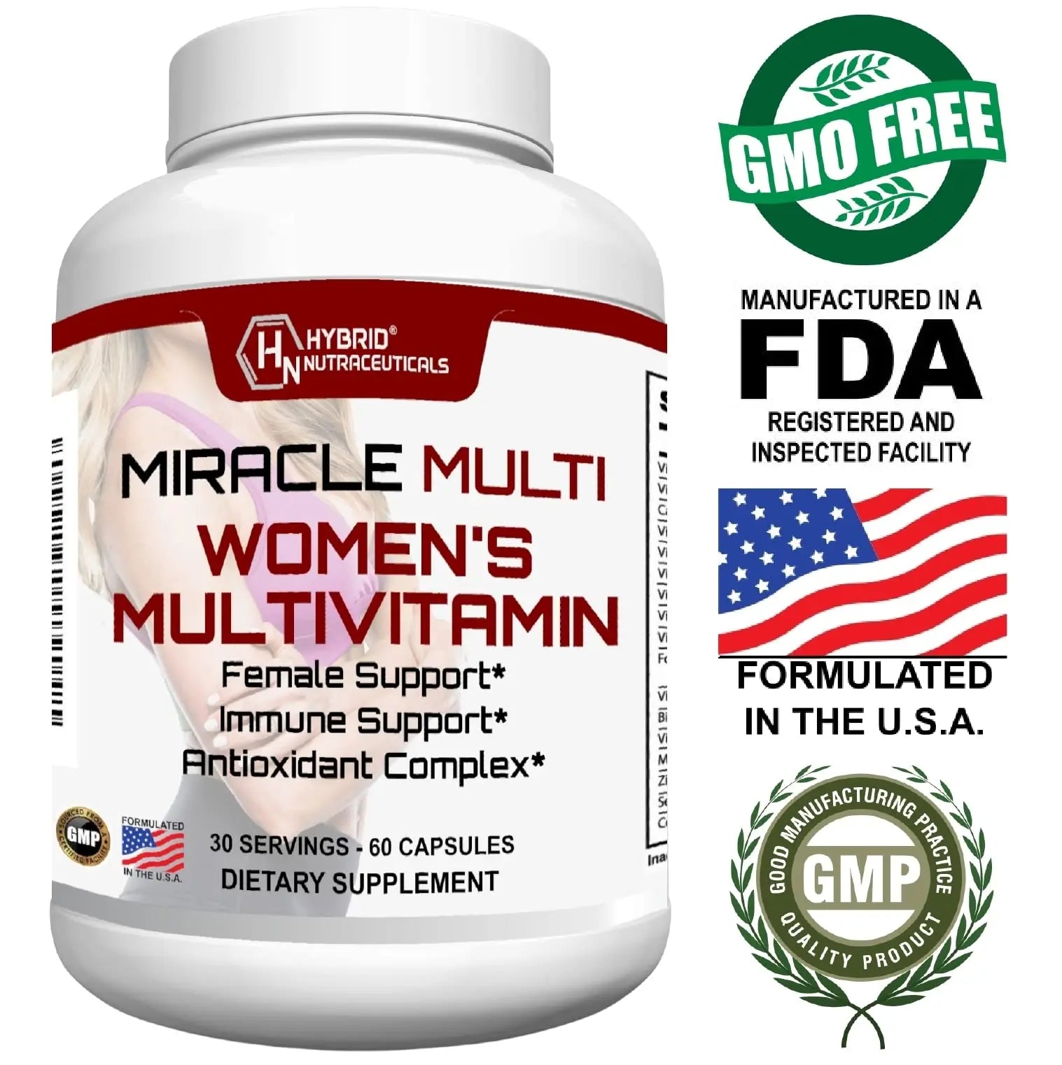 MiracleMulti Multivitamin for Women - Female Support Formula, Immune Support, Minerals, Biotin, Antioxidants & Superfoods Blend – 60 Capsules Hybrid Nutraceuticals Au supplements