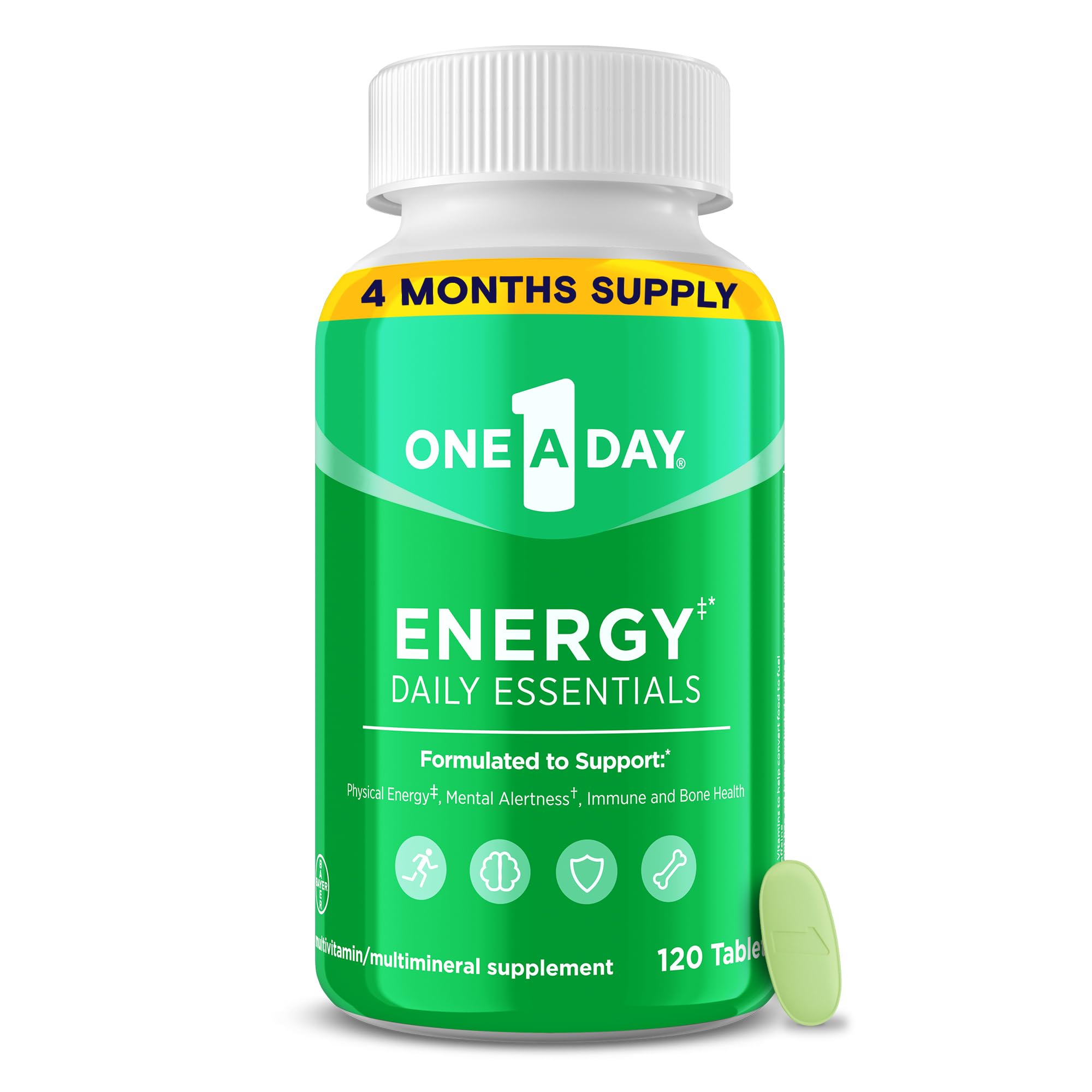 One A Day Energy Daily Essentials Multivitamin, Energy Supplement to Support Mental Alertness and Immune Health with Vitamins A C, D, E, Zinc and Caffeine, 120 Count ONE A DAY Au supplements