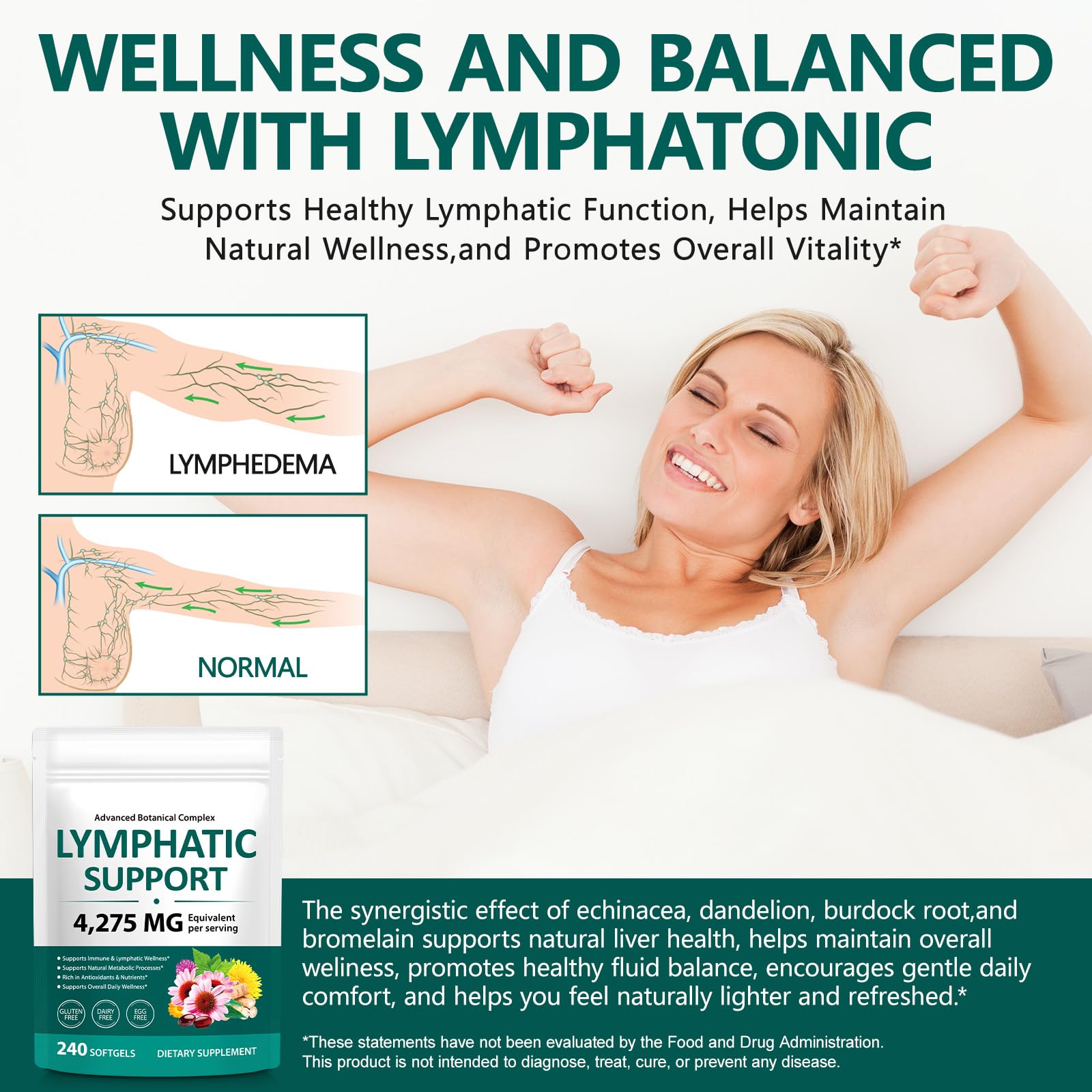 chenyayun Lymphatic Drainage Supplements, 240 Softfels, 21-in-1 Natural Herbal Blends with Echinacea, Dandelion, Burdock Root for Lymph System, Immune Support, Cleanse, Less Swelling/Bloating chenyayun Au supplements
