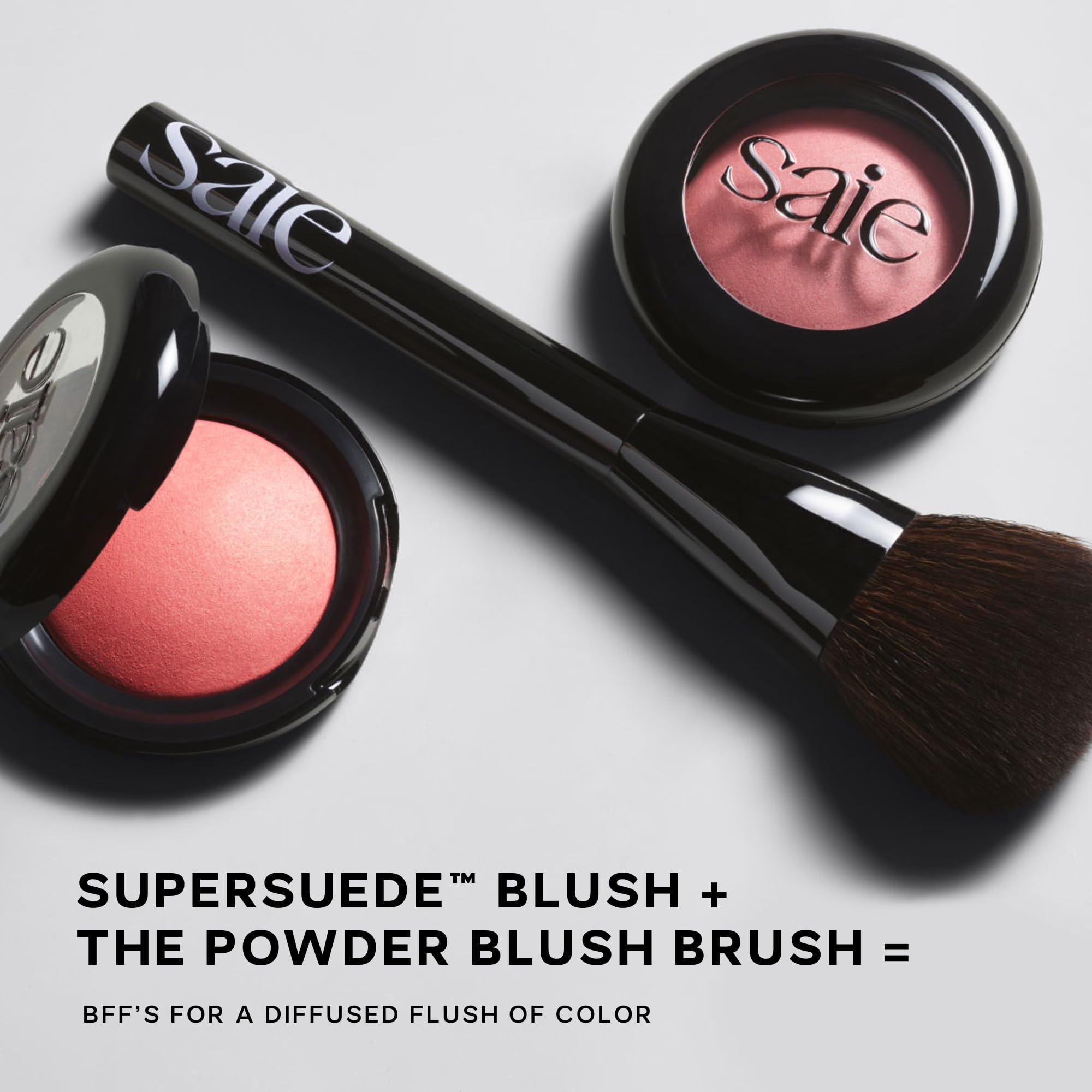 Saie Blush & Brush Duo - SuperSuede Baked Blush in Bella (.01 oz) & Powder Blush Brush - Talc-Free, Moisturizing Blush with Vegan, Fluffy Brush for Seamless Application Saie Au supplements