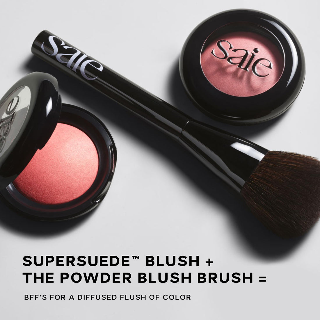 Saie Blush & Brush Duo - SuperSuede Baked Blush in Amore (.01 oz) & Powder Blush Brush - Talc-Free, Moisturizing Blush with Vegan, Fluffy Brush for Seamless Application Saie Au supplements