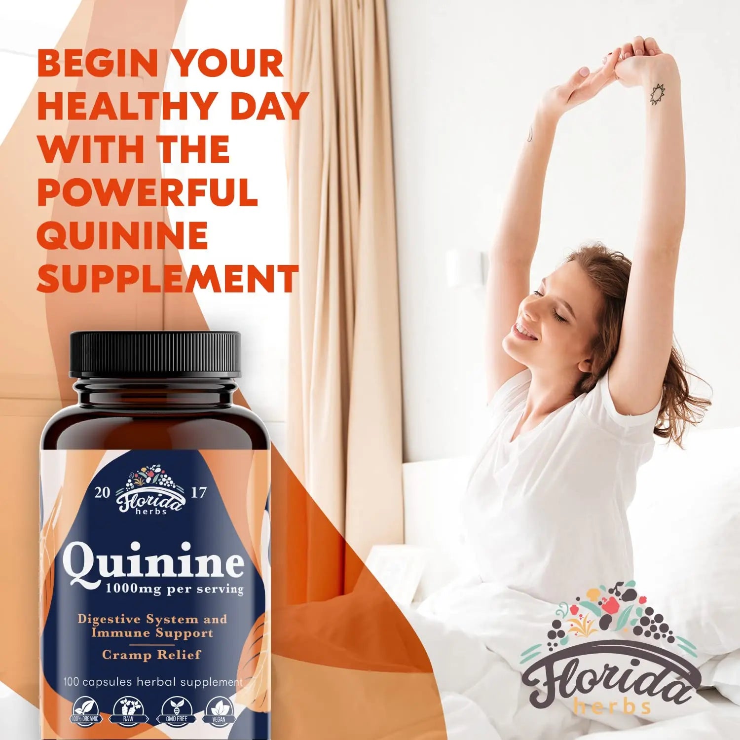 Leg Cramps Support Organic Pills - 1000 mg - Quinine Tablets for Cramp Defense FLORIDA HERBS Au supplements