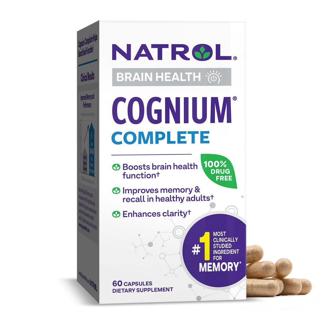 Natrol Cognium Complete, Dietary Supplement for Brain Health, Brain Health Supplements for Adults, 60 Capsules, 30 Day Supply Natrol Au supplements