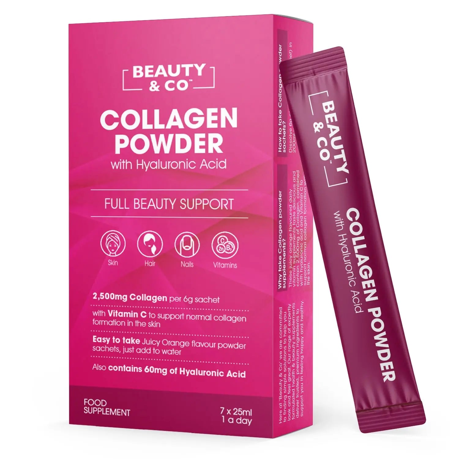 Collagen 2500mg Powder Supplement Boosted with Vitamin C and Hyaluronic Acid (Bovine) Beauty & Co Au supplements
