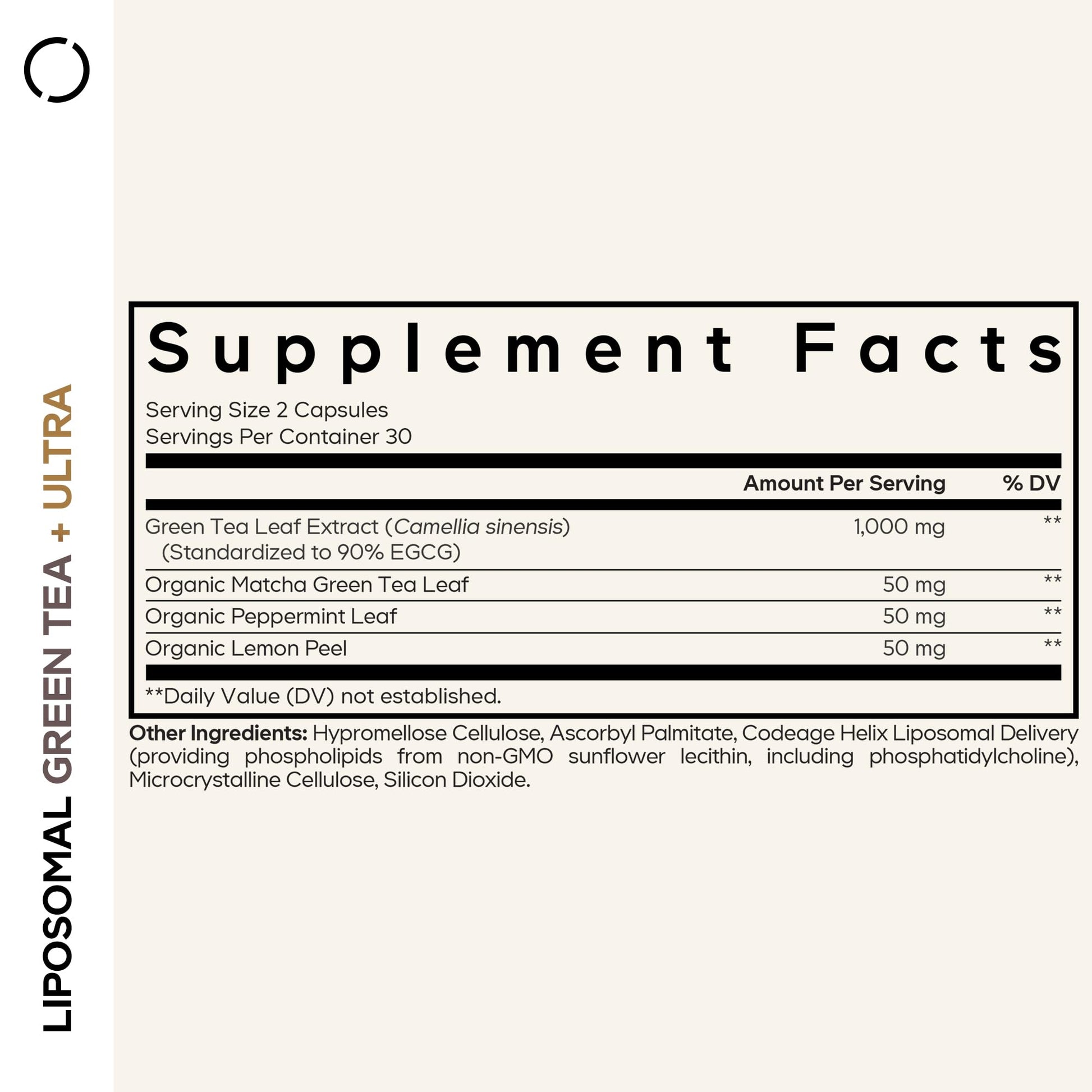 Codeage Liposomal Green Tea+ Ultra Potency - EGCG 90% Green Tea Extract, Organic Matcha Green Powder, Peppermint, Lemon Peel - Vegan, Non-GMO, Gluten-Free - Liposomal Delivery - 60 Capsules Codeage Au supplements