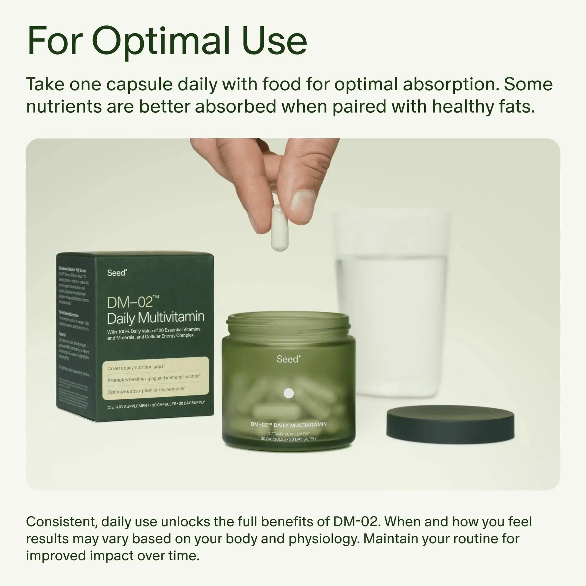 Seed DM-02 Daily Multivitamin - 100% DV Essential Vitamins and Minerals for Women & Men - Helps Fill Daily Nutrient Gaps Seed Au supplements