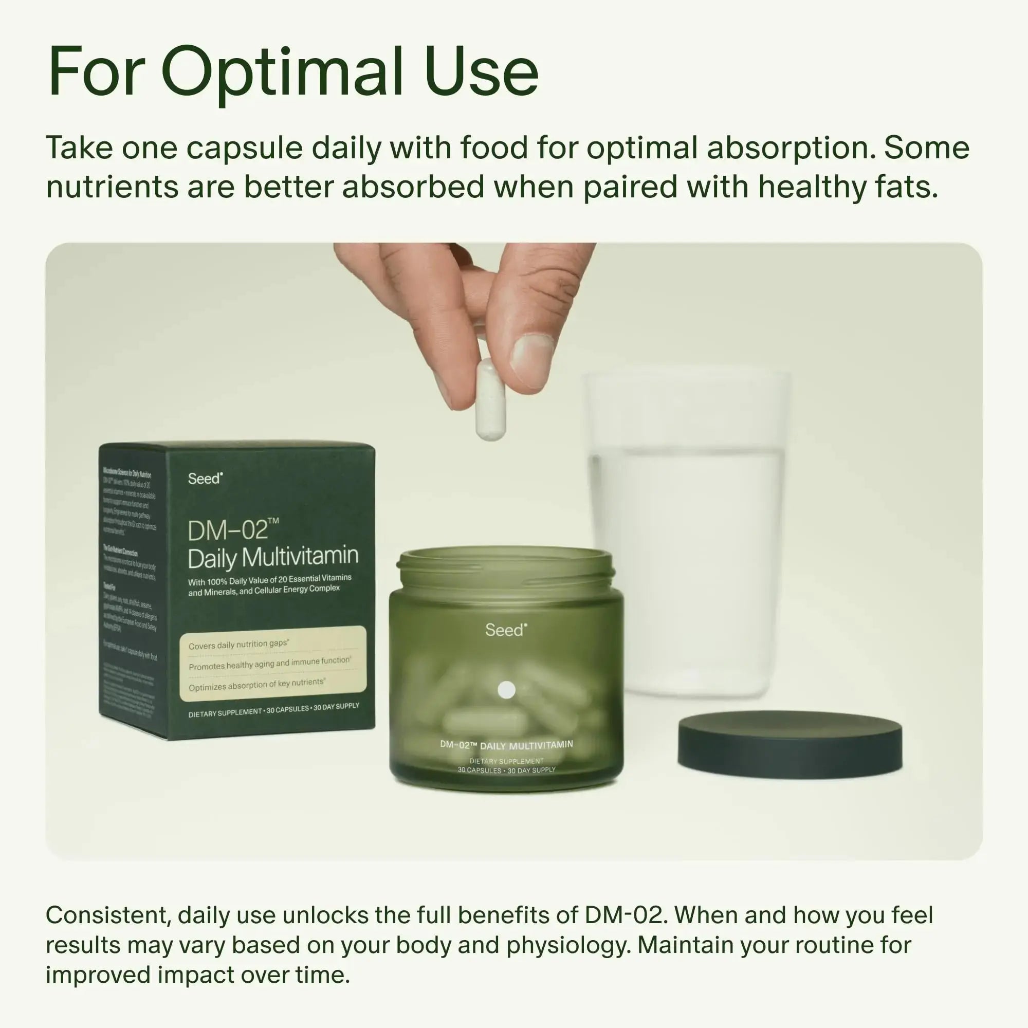 Seed DM-02 Daily Multivitamin - 100% DV Essential Vitamins and Minerals for Women & Men - Helps Fill Daily Nutrient Gaps Seed Au supplements