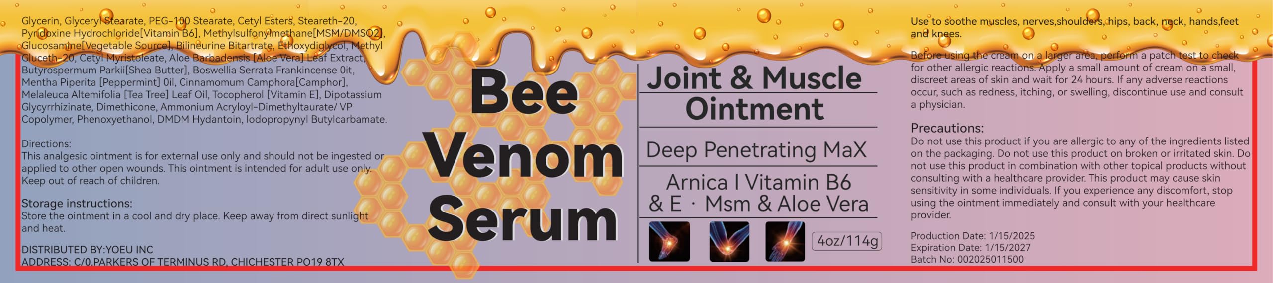 Cedonivor Bee Venom Cream, Joint & Muscle Soothing, Professional Bee Venom Joint Cream,Joint Gel - Specially for for Back, Neck, Hands, Knee Cedonivor Au supplements