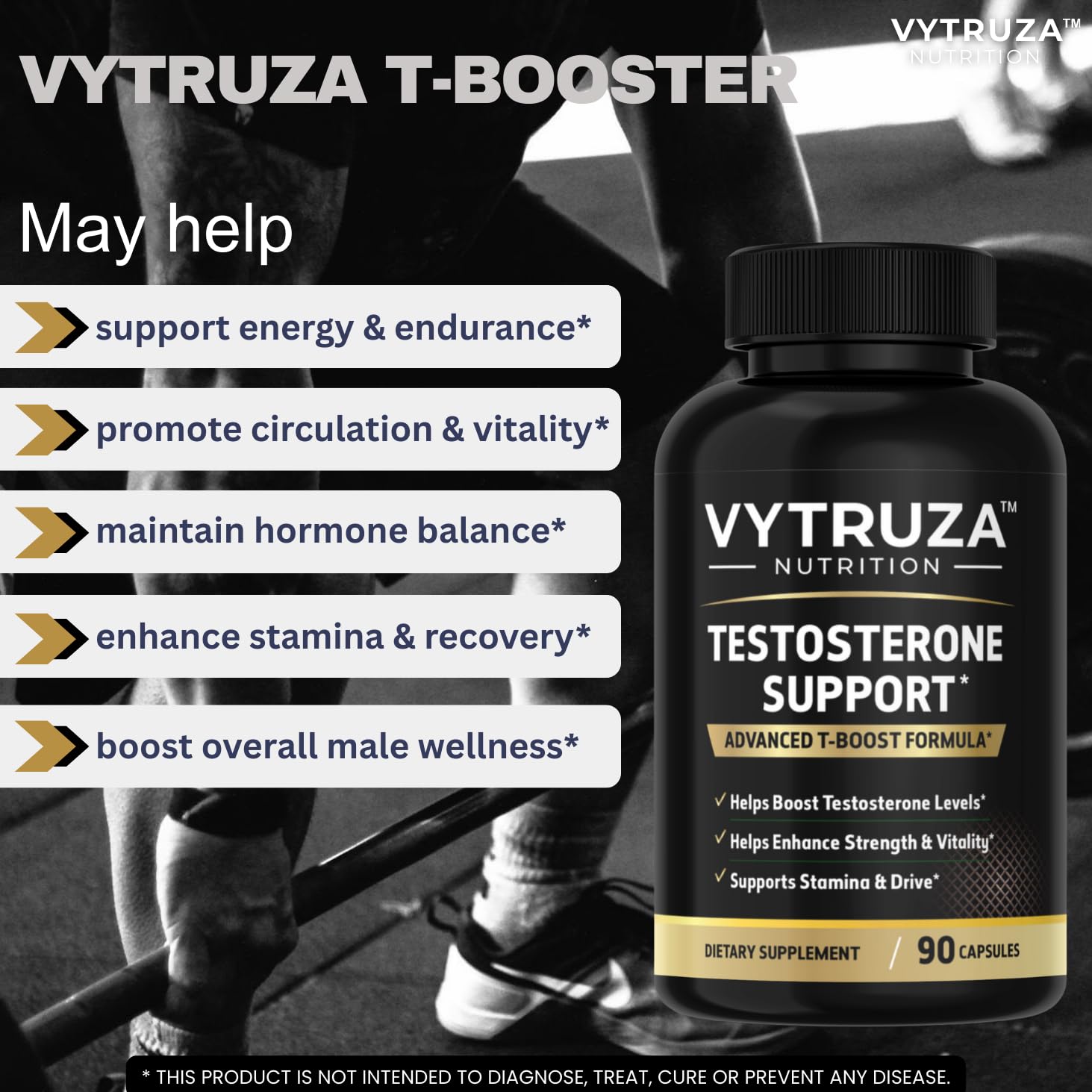 VYTRUZA Nutrition Advanced T-Boost Formula Test Support Capsules, Premium Ingredients, Energy, Strength Support Supplement for Men, 90 Capsules VYTRUZA Au supplements