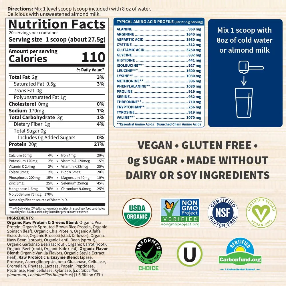 Garden of Life Raw Organic Protein & Greens Vanilla - Vegan Protein Powder Garden of Life Au supplements