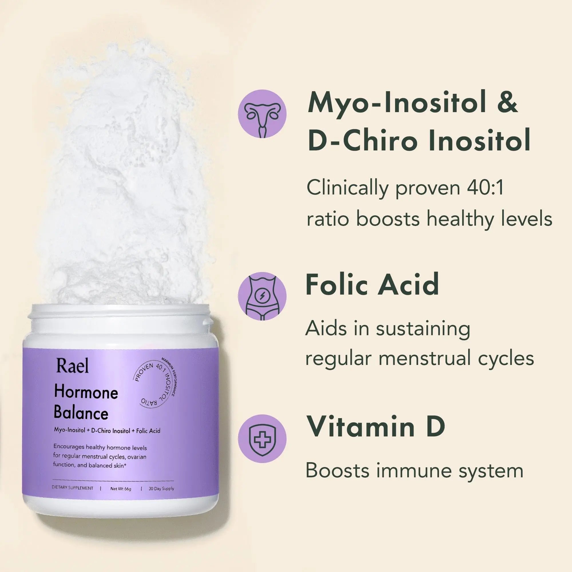 Rael Hormone Balance for Women, Myo Inositol Powder - Myo-Inositol & D-Chiro Inositol Rael Au supplements