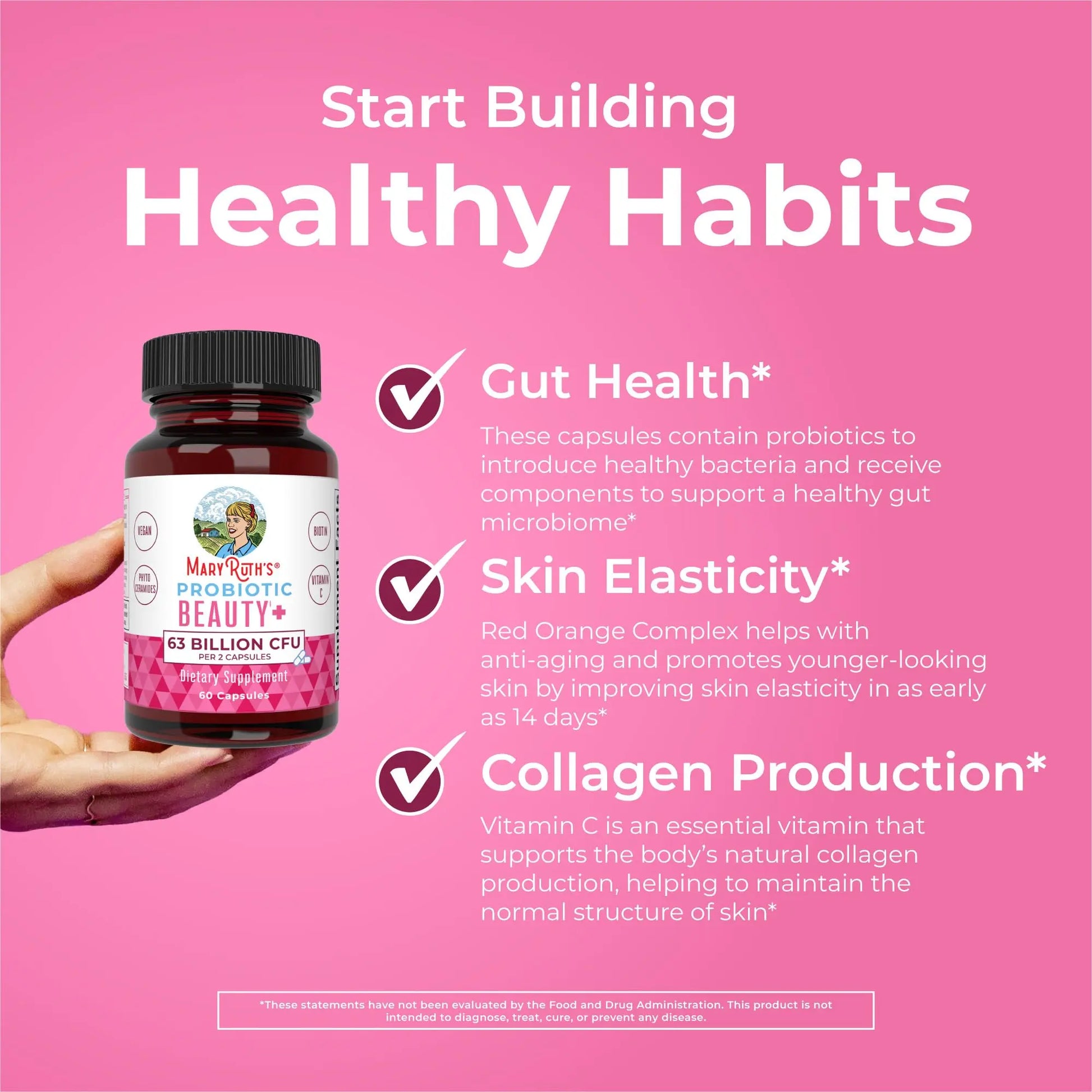 MaryRuth Organics Probiotic Beauty Capsules | Vegan Collagen Support | Anti Aging | Gut Health | Hair Skin and Nails Vitamins | Skin Care MARYRUTH'S Au supplements