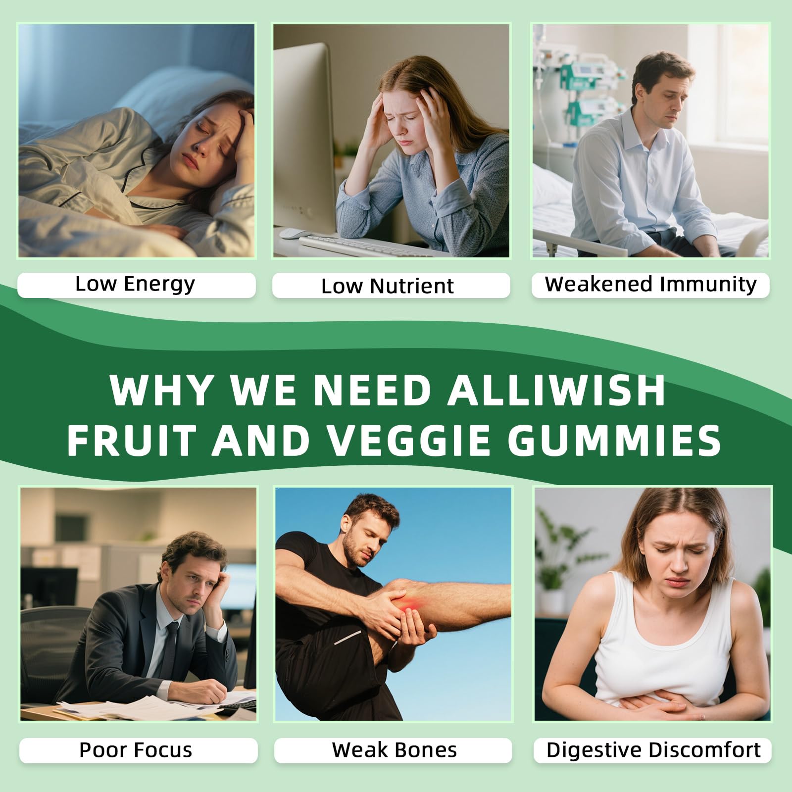 Sugar-Free Fruits & Veggies Gummies, Super Greens with 23 Fruits & 25 Veggies, Multivitamin Minerals & Fiber, Vegan Fruit & Vegetable Supplement for Adults, 120 Gummies, 2 Month Supply Alliwise Au supplements