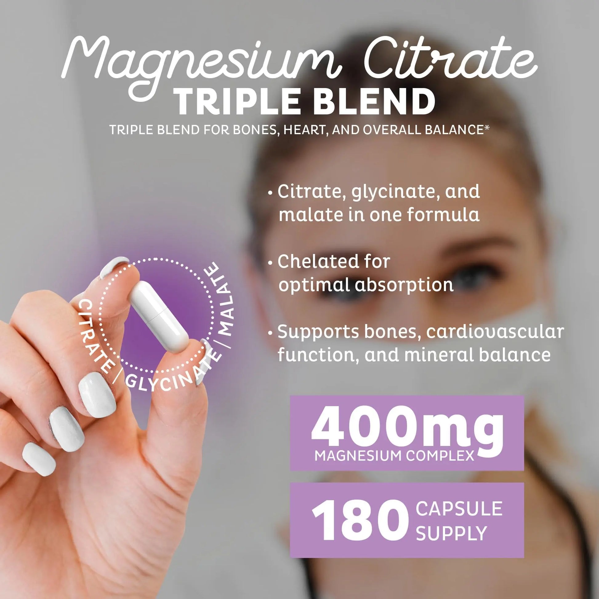 Zeal Naturals Triple Magnesium Complex Supplement - Glycinate, Malate, Citrate | 400mg, 180 Capsules | High Absorption Chelated Magnesium for Sleep, Mood, Muscle Recovery, Relaxation Zeal Naturals Au supplements
