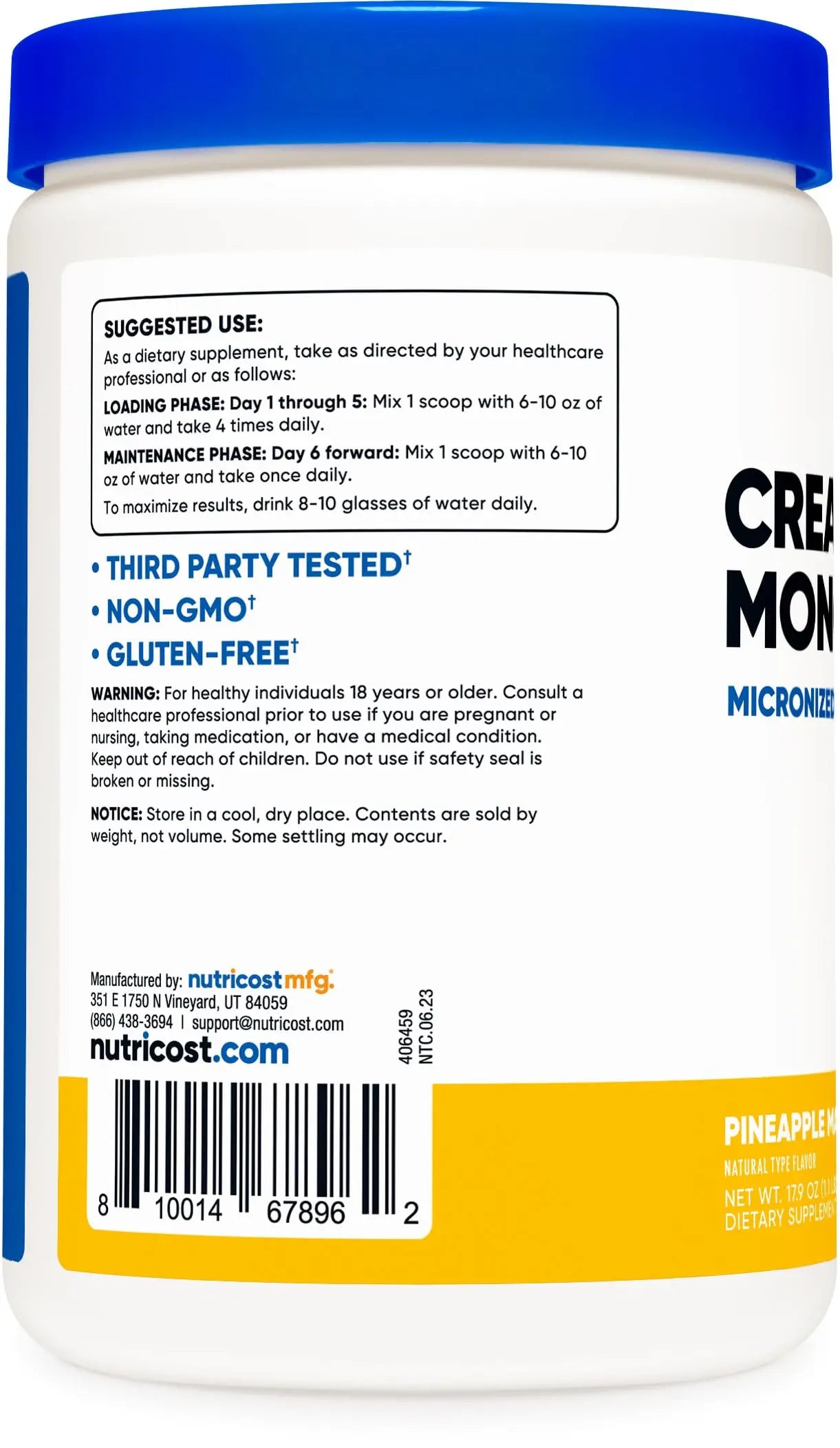 Nutricost Creatine Monohydrate Powder (Pineapple Mango, 500 Gram) - Micronized Nutricost Au supplements