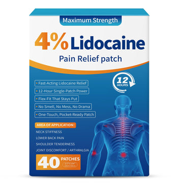 LOVPTFER 4% Lidocaine Pain Relief Patches – Maximum Strength Pain Patches, 12-Hour Long-Lasting Relief for Back, Neck, Shoulder & Joint Pain, Fast-Acting,–40 Count, 5.5” x 3.94” LOVPTFER Au supplements