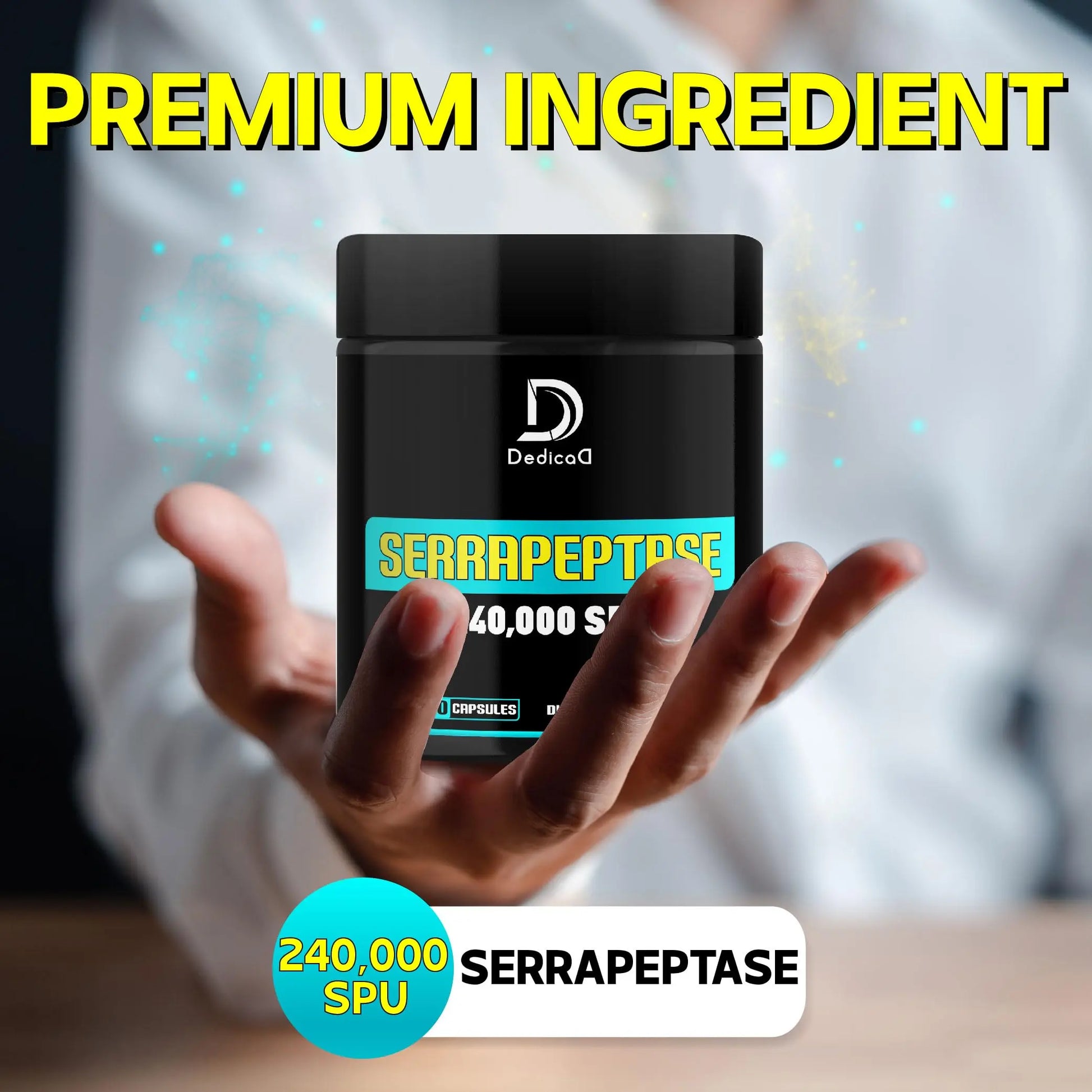 DEDICAD Serrapeptase Supplement 240,000 SPU - 150 Capsules for Smooth Breathing, Heart Health & Immune System Support - 75-Serving Supply DEDICAD Au supplements