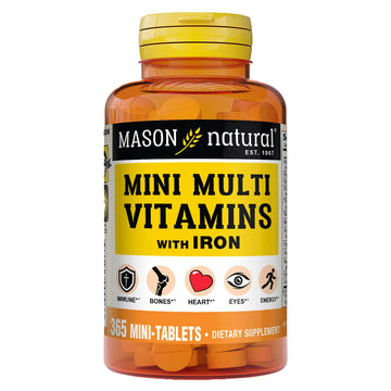 MASON NATURAL Mini Multi Vitamins with Iron, Vitamins A, C, D, E, B1, B2, B3, B6, B12, Folate and Calcium for Overall Health MASON NATURAL Au supplements