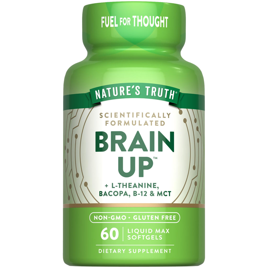 Nature's Truth Brain Up Softgels | 60 Count | with L-Theanine, Bacopa, B-12 & MCT | Non-GMO and Gluten Free Supplement Nature's Truth Au supplements