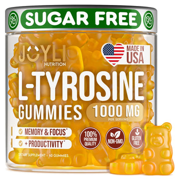 Joyli L Tyrosine Gummies 1000MG - L-Tyrosine Supplement for Kids & Adults - Calm & Focus Gummies for Brain, Memory, Mood, and Energy - 500mg L- Tyrosine Powder per Gummy - Vegan, Gluten-Free JOYLI Nutrition Au supplements