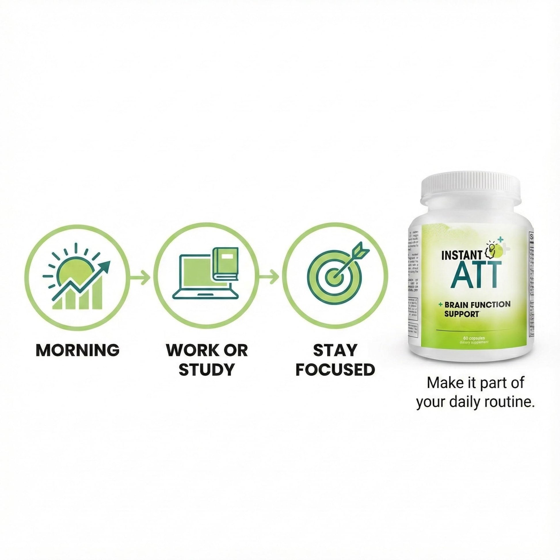 InstantATT - 7-in-1 Caffeine Free Nootropic All-Natural Brain, Focus, Memory Supplement (60 Capsules) Instant Brands Au supplements