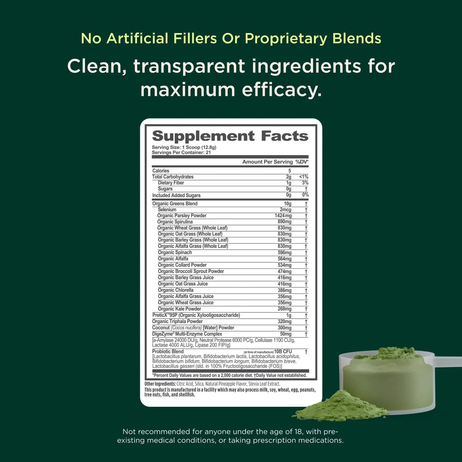 The Genius Brand Daily Superfood Greens - Organic Plant-Based Powder - Pineapple Flavor - Whole Food Blend with Greens, Fruits & Veggies - 30 Serving The Genius Brand Au supplements