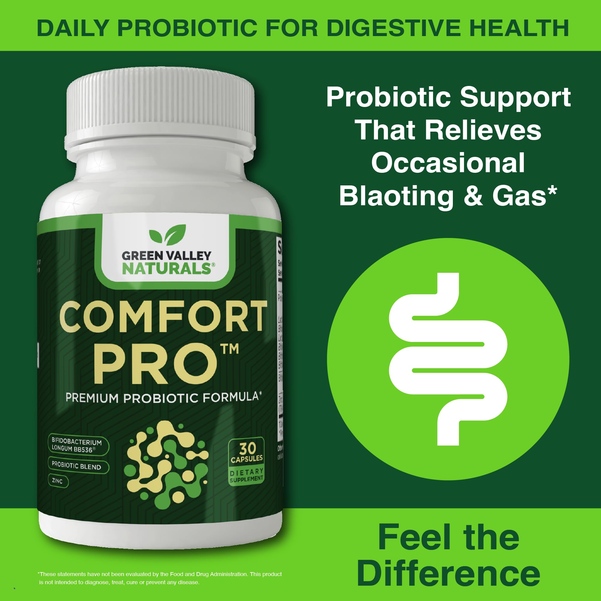 ComfortPro™ Daily Probiotics for Digestive Health | Constipation Relief & Bloating Support for Women & Men | Gut Cleanse with Zinc | Helps Reduce Gas & Promotes Digestive Regularity | Valley Formula GREEN VALLEY NATURALS Au supplements