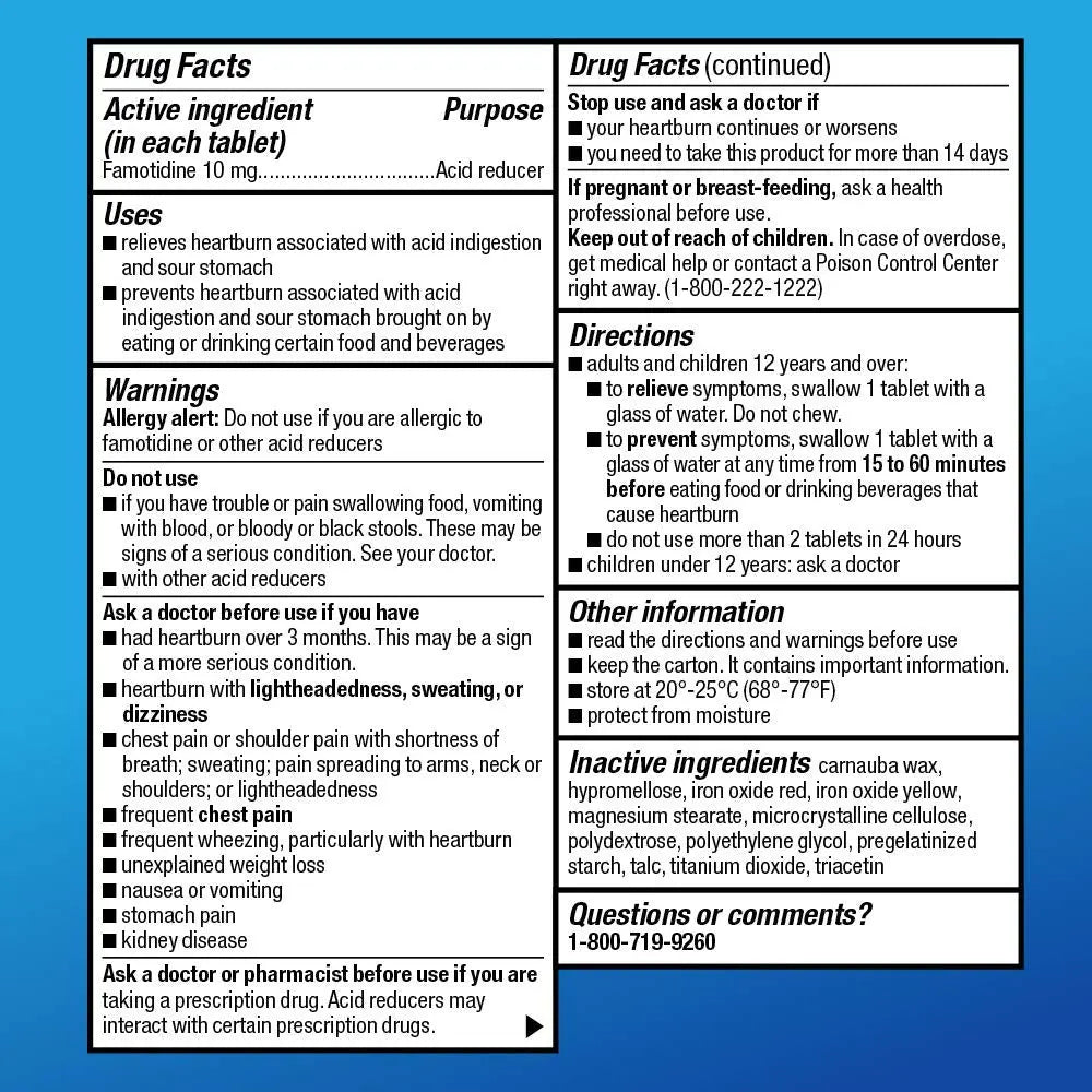 Amazon Basic Care Original Strength Famotidine Tablets, 10 mg, Acid Reducer, Heartburn Medicine, Prevents & Relieves Heartburn, Acid Indigestion Relief, 90 Count Amazon Basic Care Au supplements