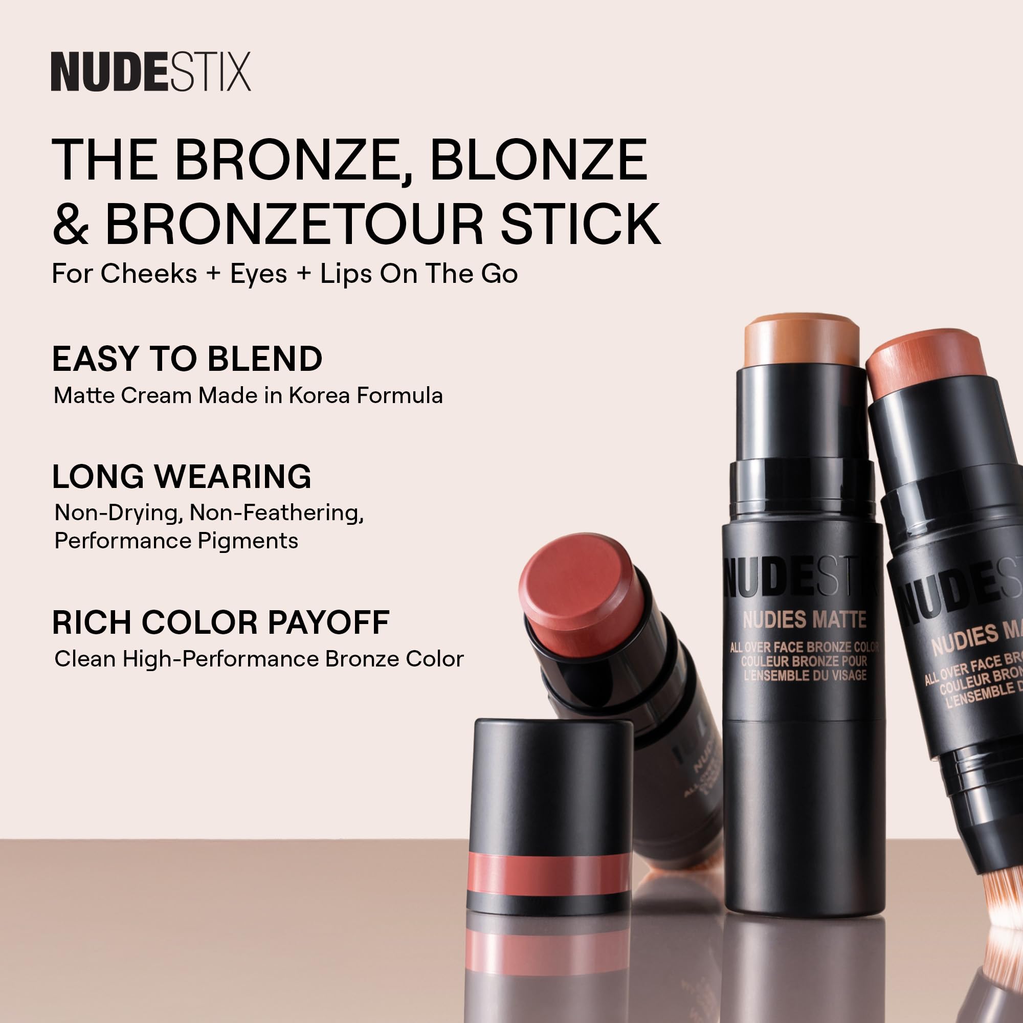 Nudestix Nudies Bronze All Over Matte Bronzing Stick – 3-in-1 Cream Bronzer for Cheeks, Eyes & Lips with Built-In Brush | Natural Contour & Sun-Kissed Glow | Bondi Bae Nudestix Au supplements