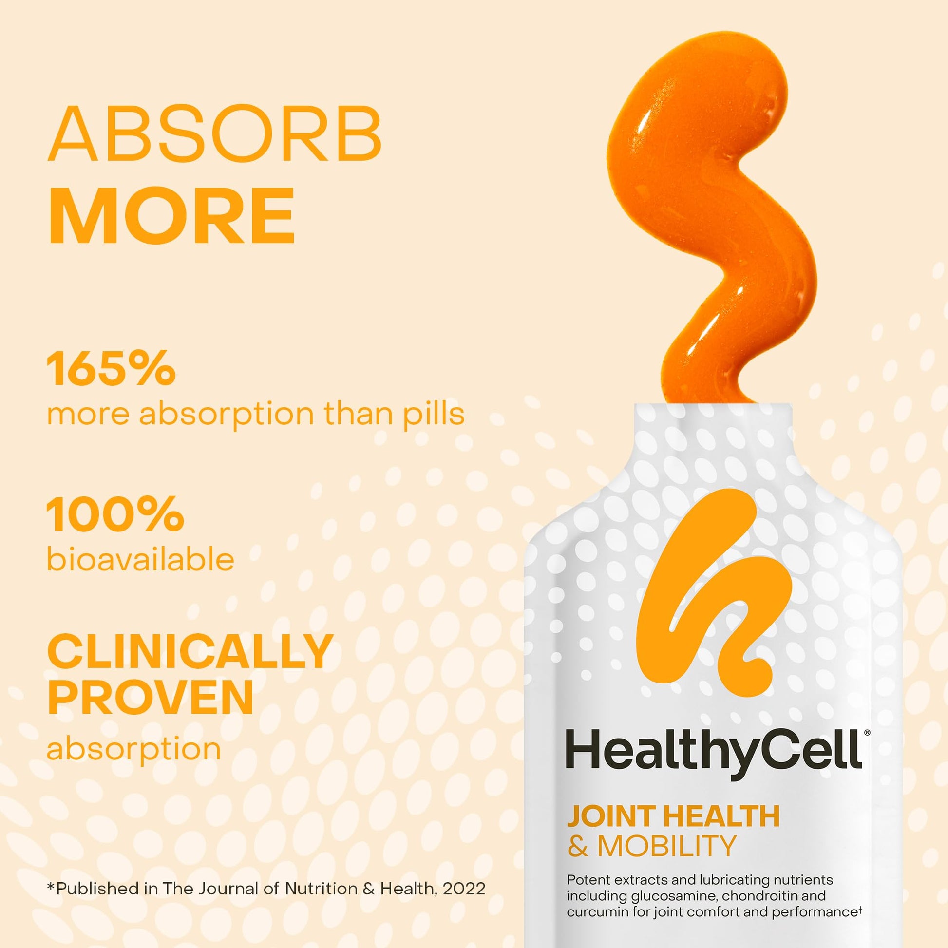 Healthycell Joint Health & Mobility Daily Liquid Supplement - Joint Support Supplement, Inflammation Response, Cartilage & Flexibility with Curcumin, Glucosamine & Chondroitin - 14 Gel Packs Healthycell Au supplements
