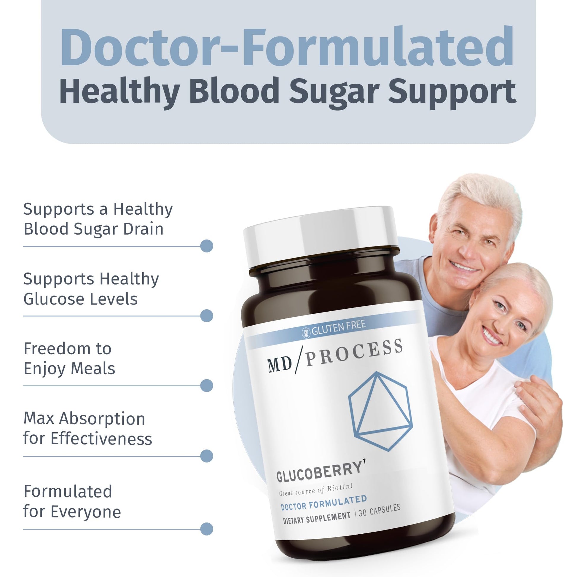 MD Process GlucoBerry Maqui Berry Extract with Chromium Picolinate for Blood Health Support - with Biotin and Gymnema Sylvestre - Doctor Formulated - 30 Capsules MD Process Au supplements