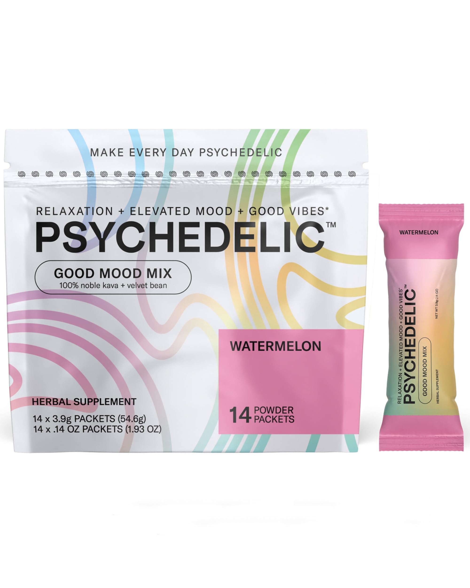 Good Mood Mix - Watermelon - Powder Packets - Calming Kava Drink Mix - Easy Open Psychedelic Water Au supplements