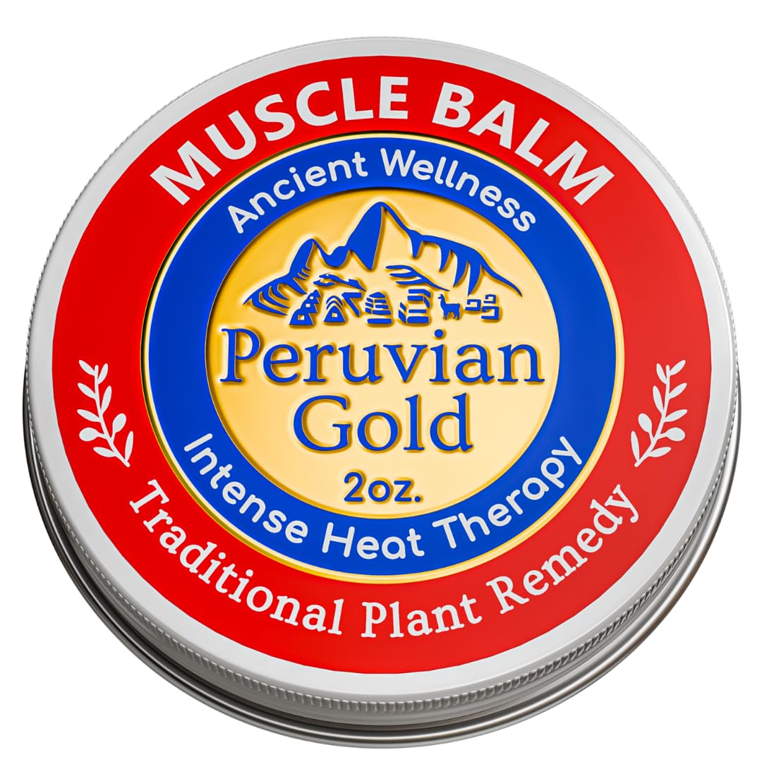 Sore Muscle Balm - Peruvian Gold Intense Heat Therapy Muscle Rub. 500K Scoville Heat Units Melts Away Sore, Painful Muscles. 2oz Peruvian Gold Au supplements