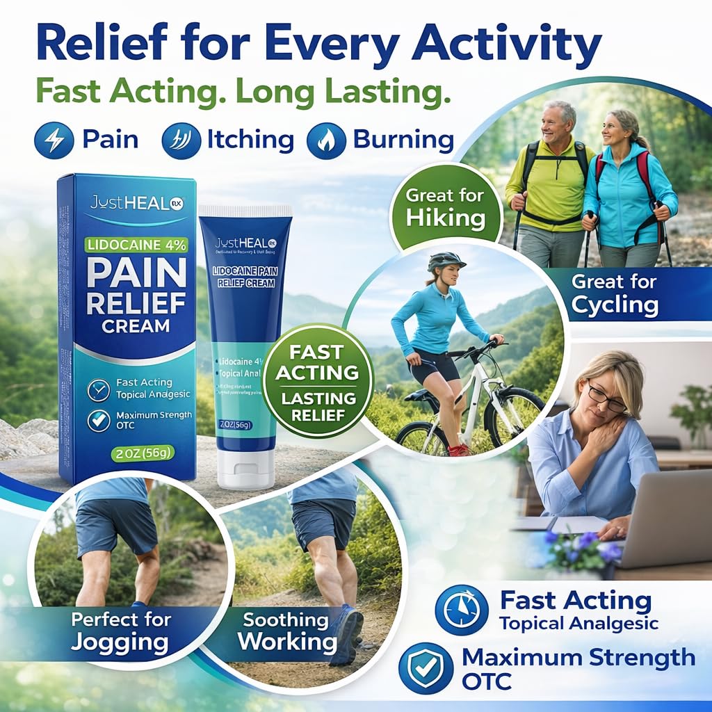 JustHeal RX Lidocaine Cream for Hemorrhoids | 2 OZ Tube – Fast-Acting 4% Lidocaine Numbing Cream & Topical Analgesic Cream for Anorectal Itch Relief | OTC Lidocaine Cream Maximum Strength JustHeal RX Au supplements