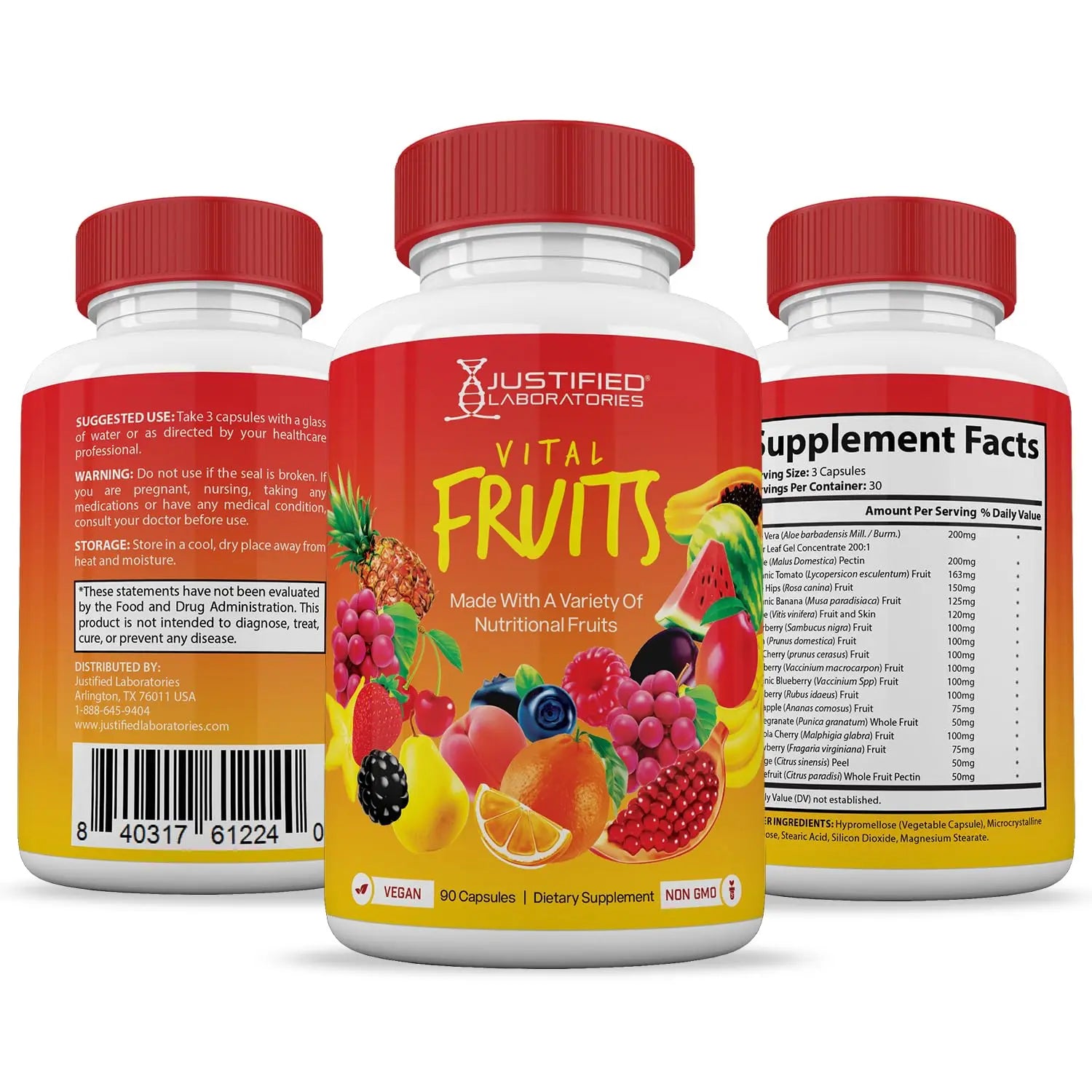 (20 Pack) Vital Fruits and Veggies Supplement Whole Food Red & Green Superfoods Justified Laboratories Au supplements