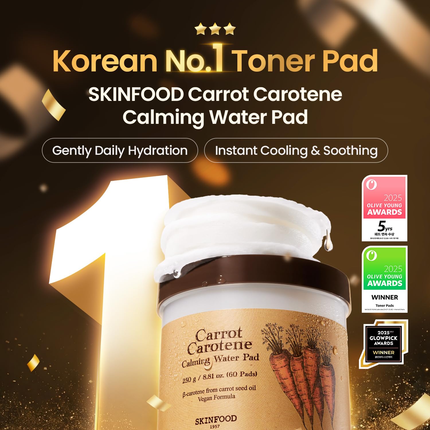 SKINFOOD Carrot Carotene Toner Pads, Hydrating & Soothing for Dry Skin, Instant Cooling, After Sun & Heat Care, Cotton Facial Toner Pads, Korean Skincare for Face (60 Counts) SKINFOOD 1957 Au supplements